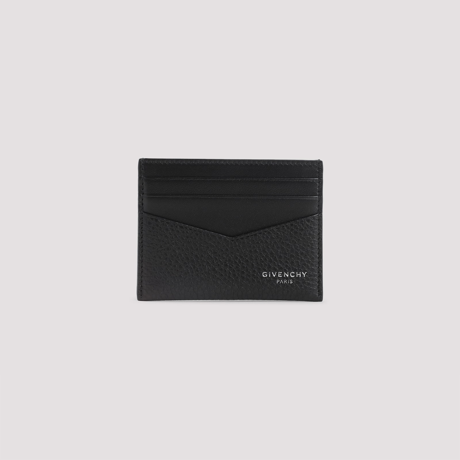 Givenchy Black Card Holder With V Detail And Logo Lettering On The Front In Leather Man In Black