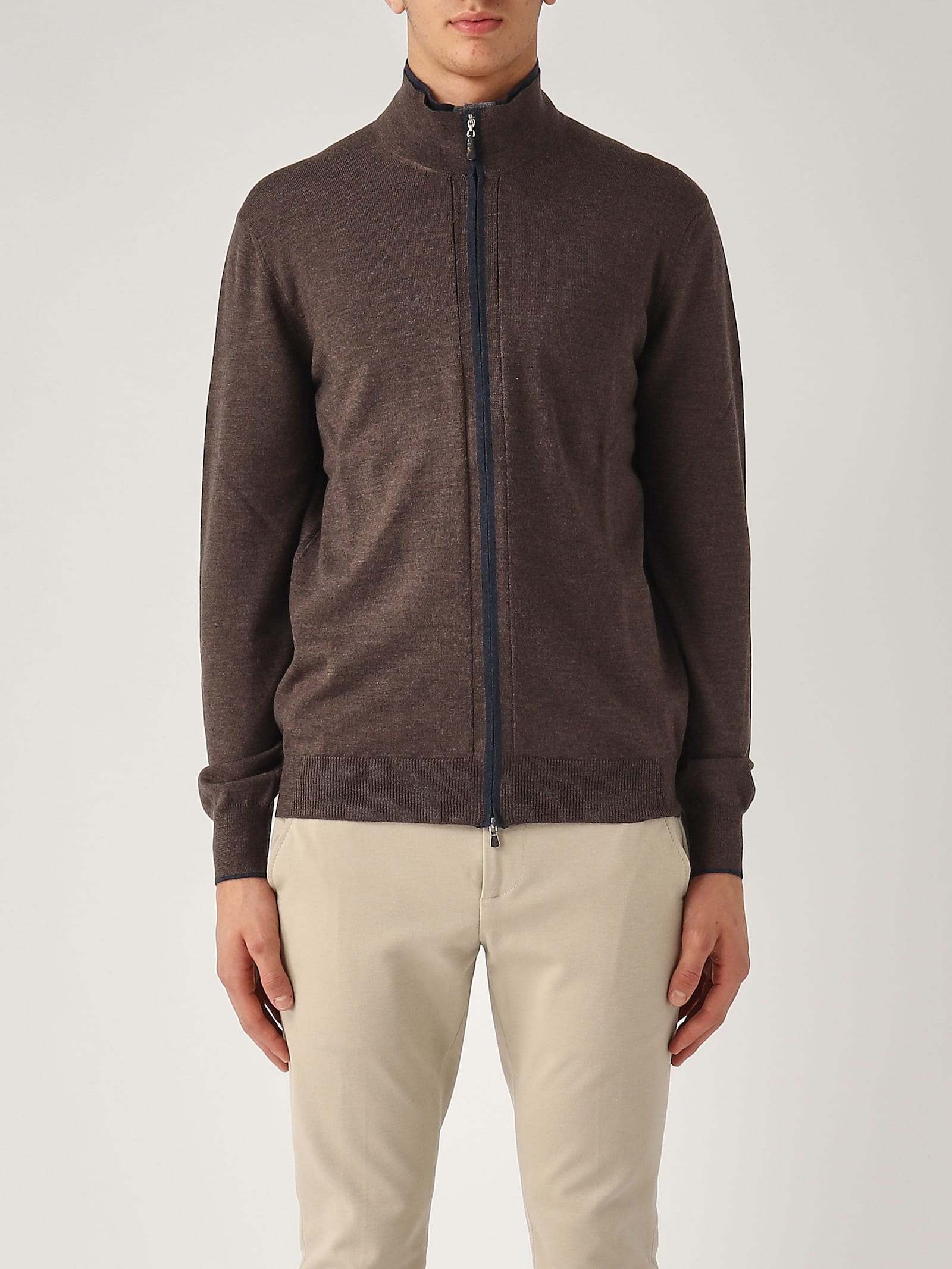 Gran Sasso Cardigan Full Zip Cardigan In Brown