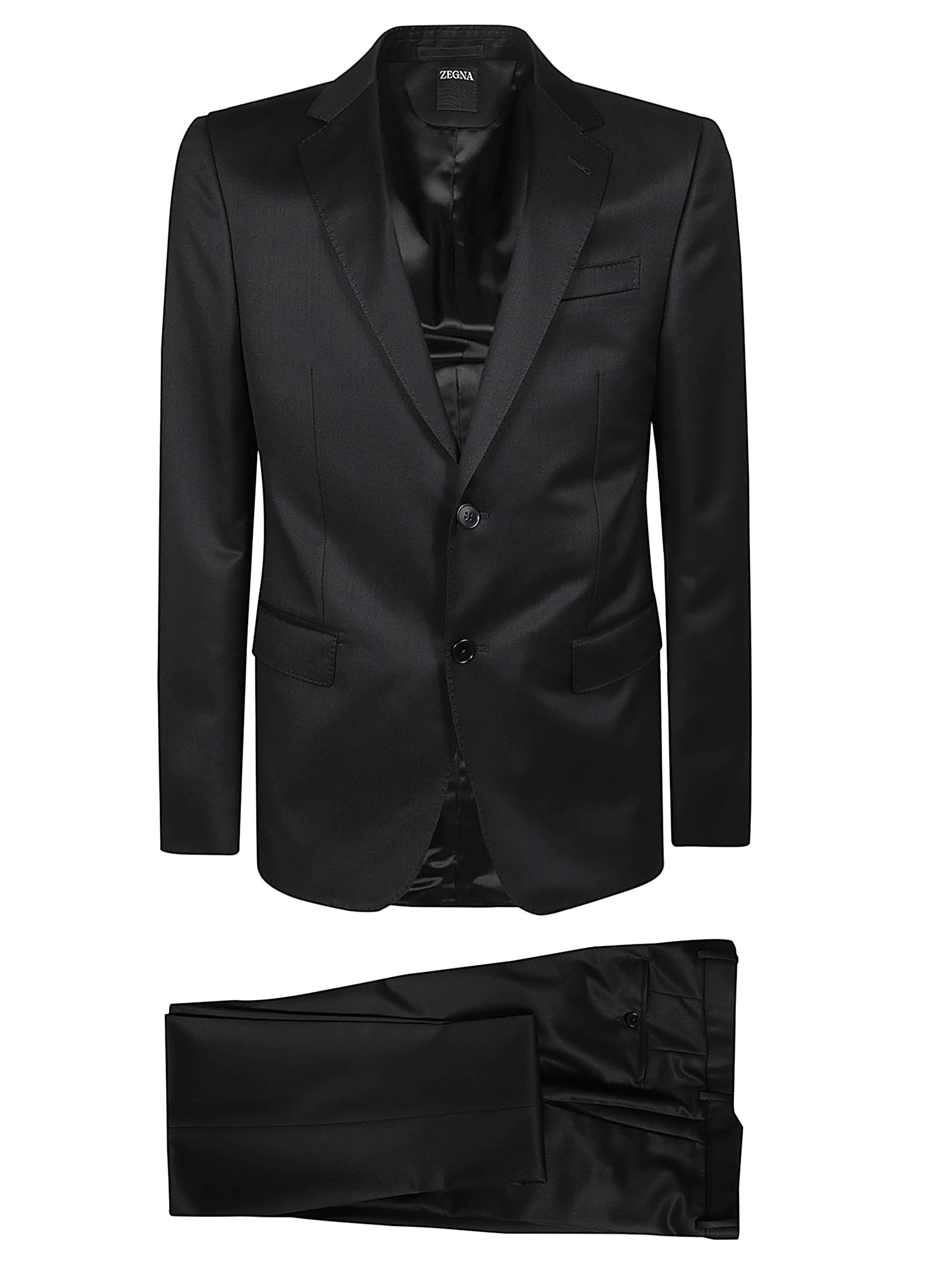 Shop Zegna Luxury Tailoring Suit In Nero