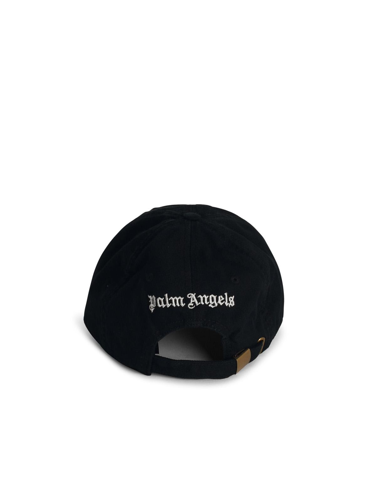 Shop Palm Angels Black Cotton Cap In Black White