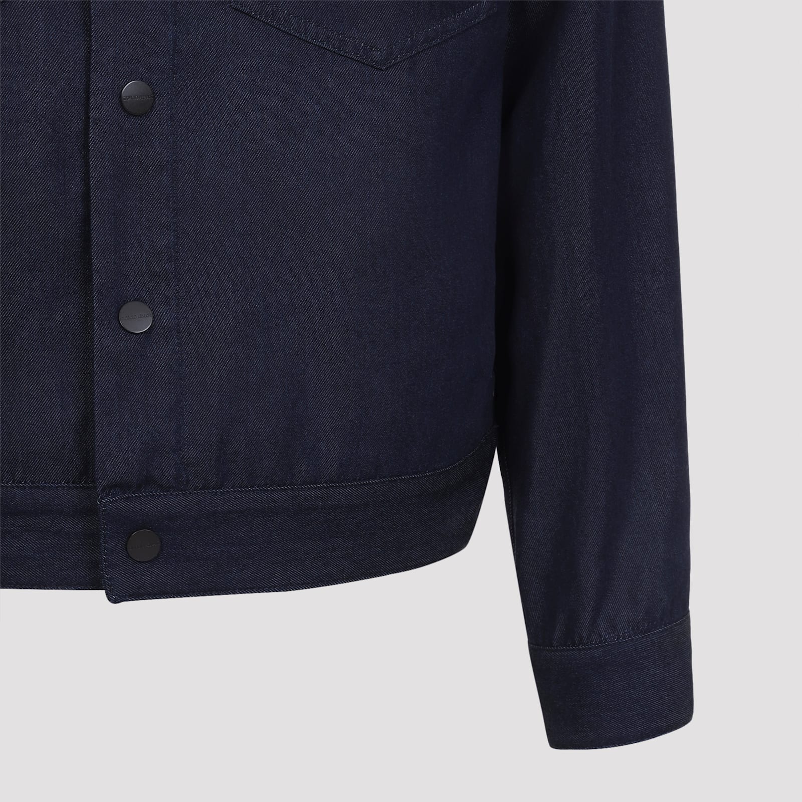 Giorgio Armani Collared Long Sleeve Jacket With Chest Pockets In Blue