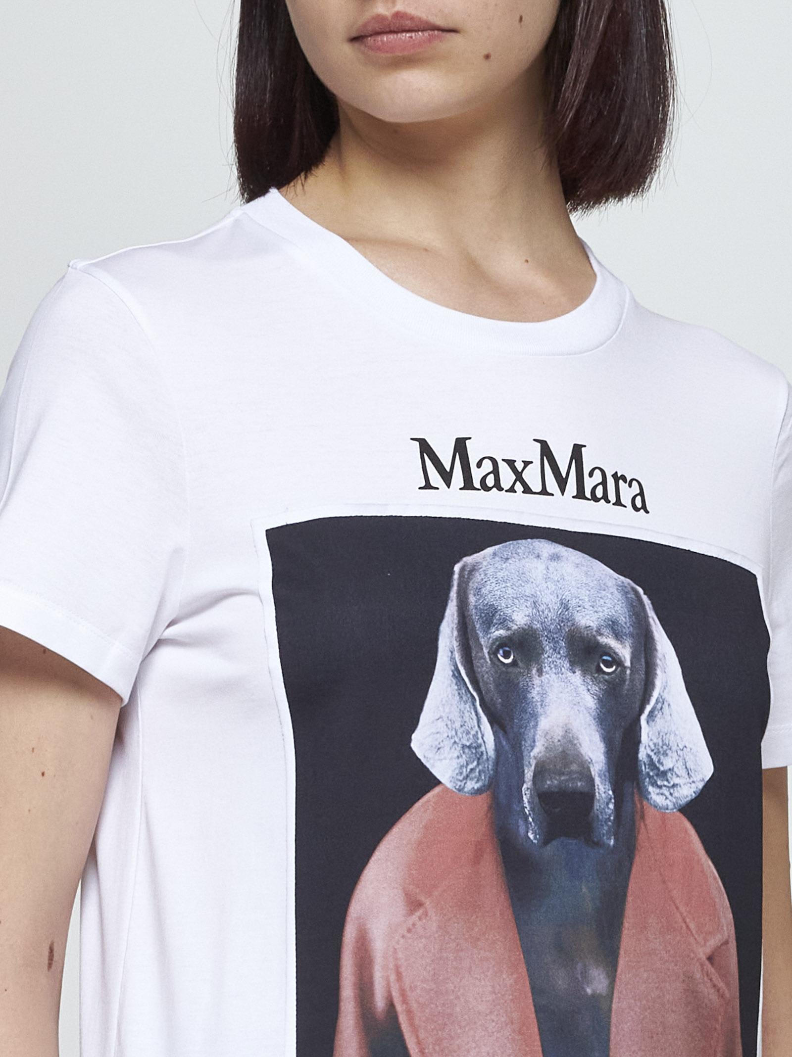 Shop Max Mara Cipria Print Cotton T-shirt In Dark Pink