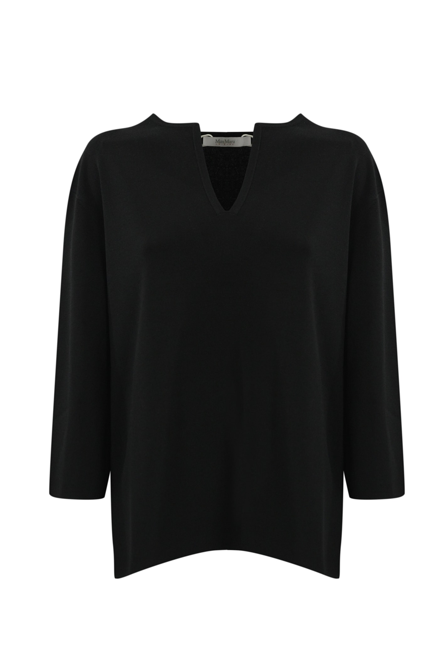 Shop Max Mara Sottile Crepe Viscose Sweater In Nero