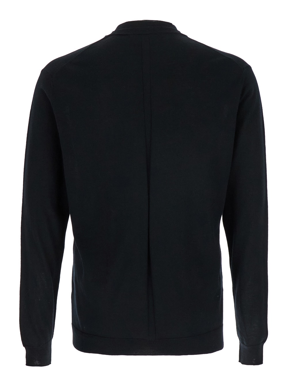 Low Brand Black Crew Neck Pullover In Virgin Wool Man In Black