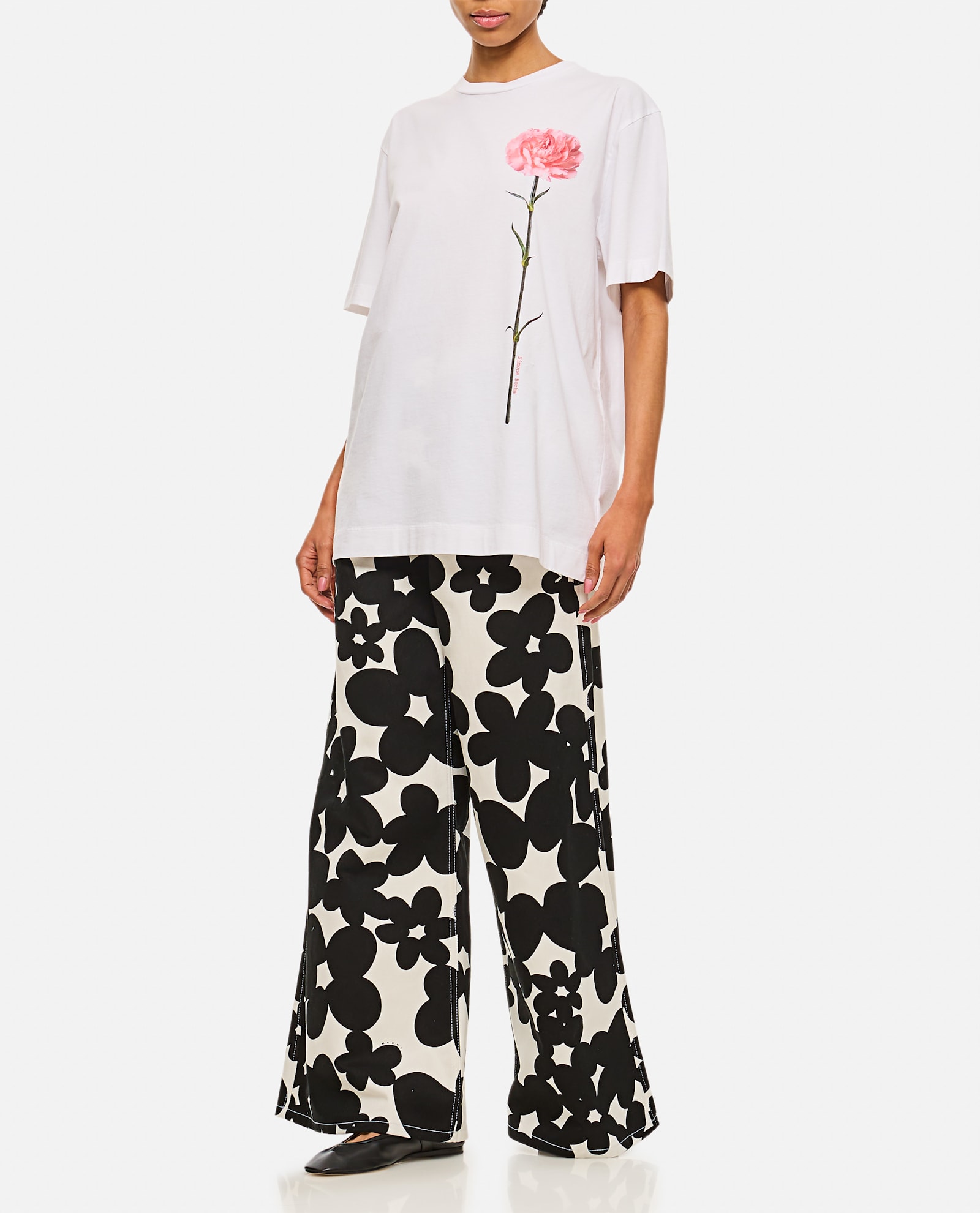 Simone Rocha Women Carnation Print Short Sleeve T-shirt In White