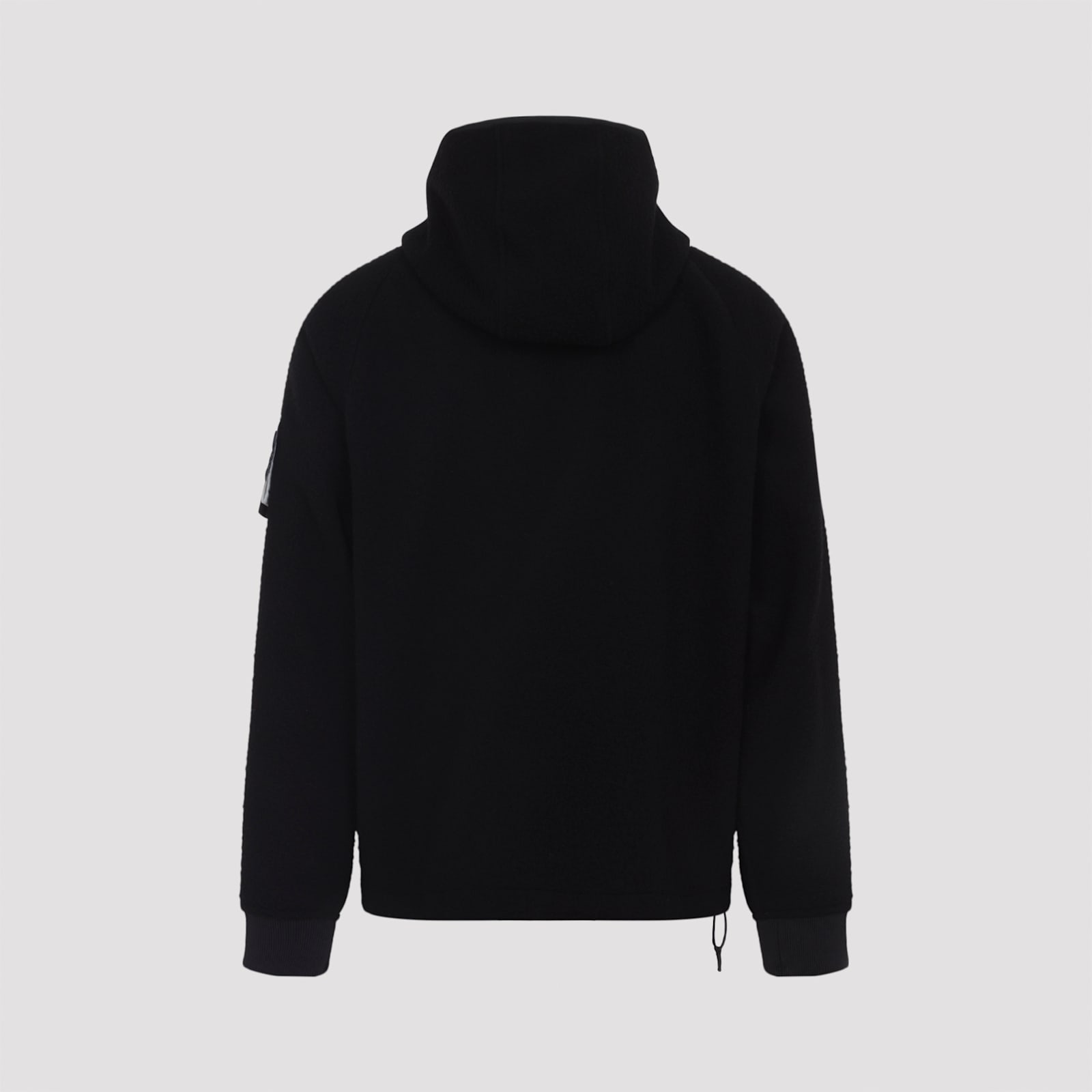 Stone Island Textured Wool Blend Jacket With Hood In Black