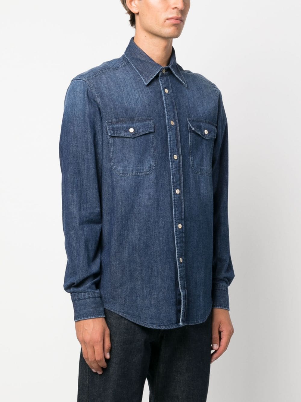 Boglioli Denim Button-down Shirt In Blue