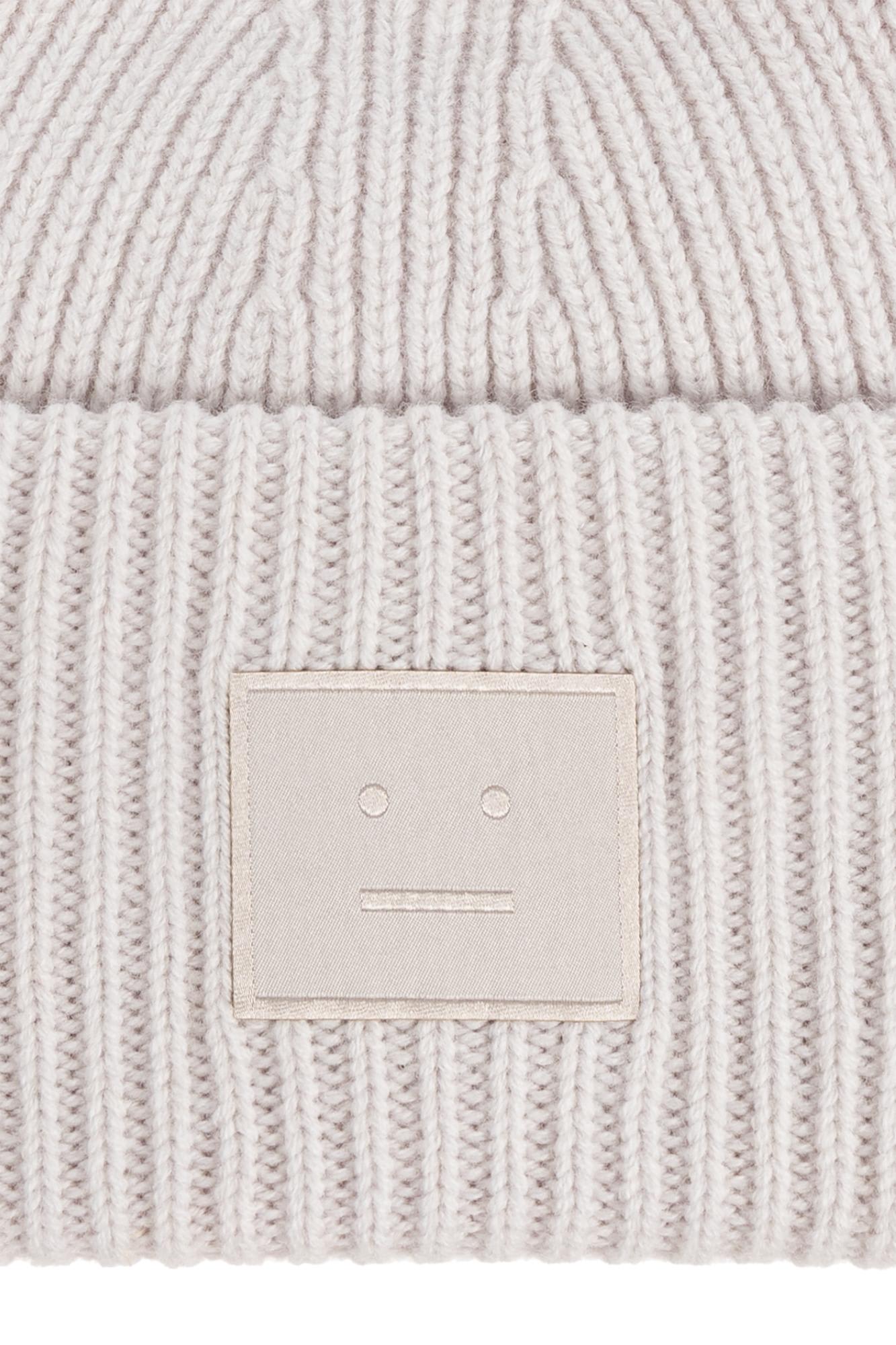 Acne Studios Wool Hat With Logo In Neutral