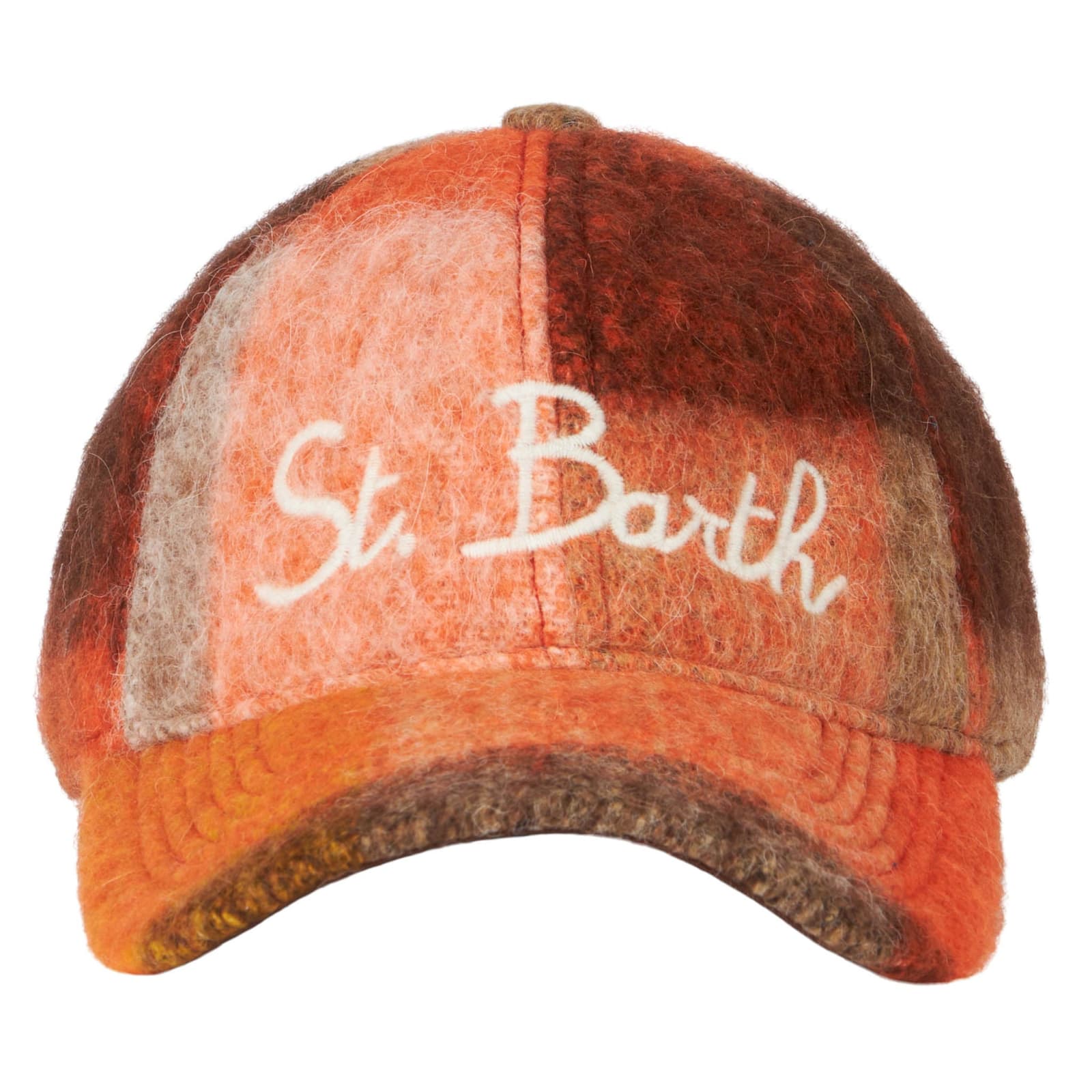 Mc2 Saint Barth Woman Baseball Cap With Orange Check Embroidery
