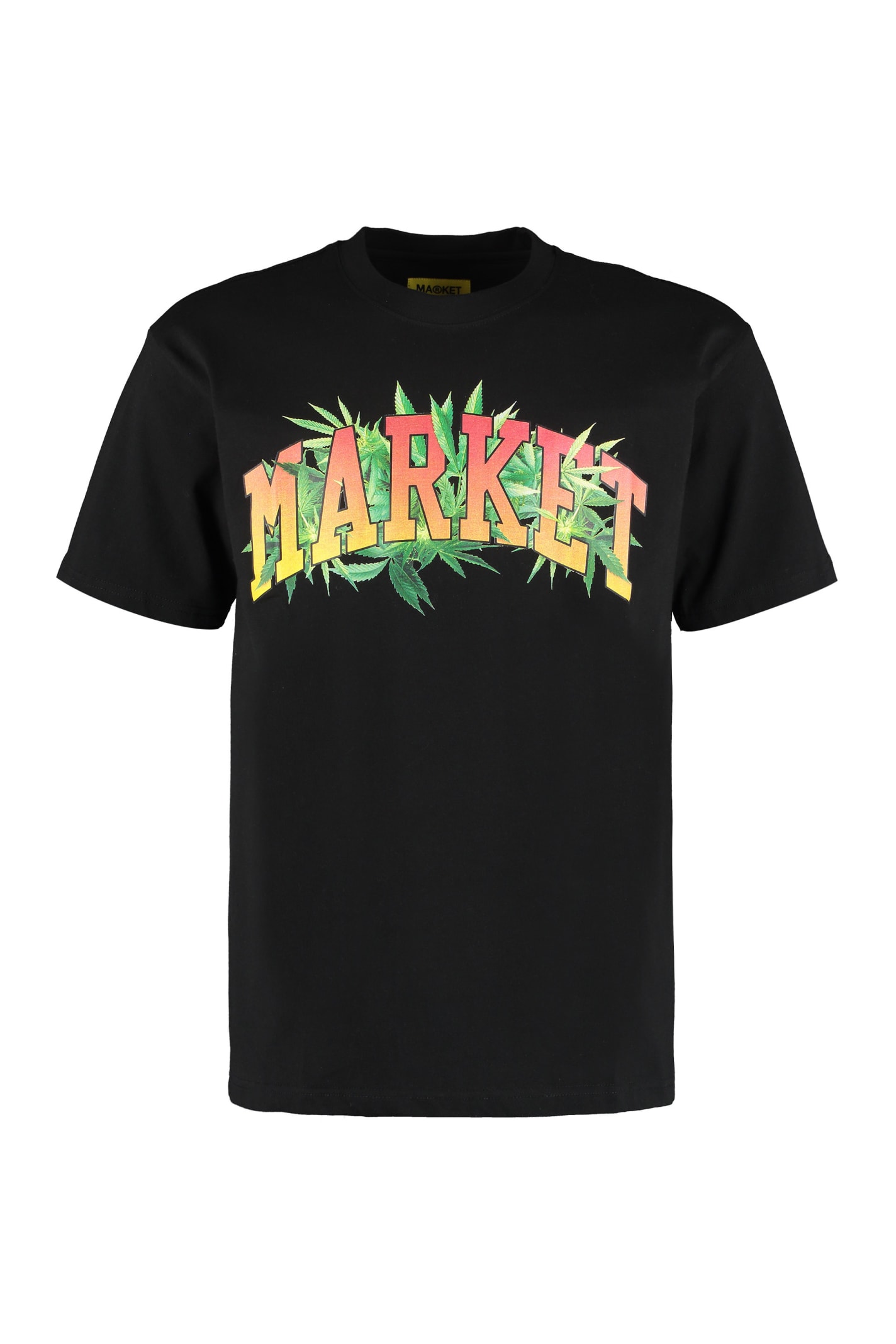Shop Market Printed Cotton T-shirt In Black
