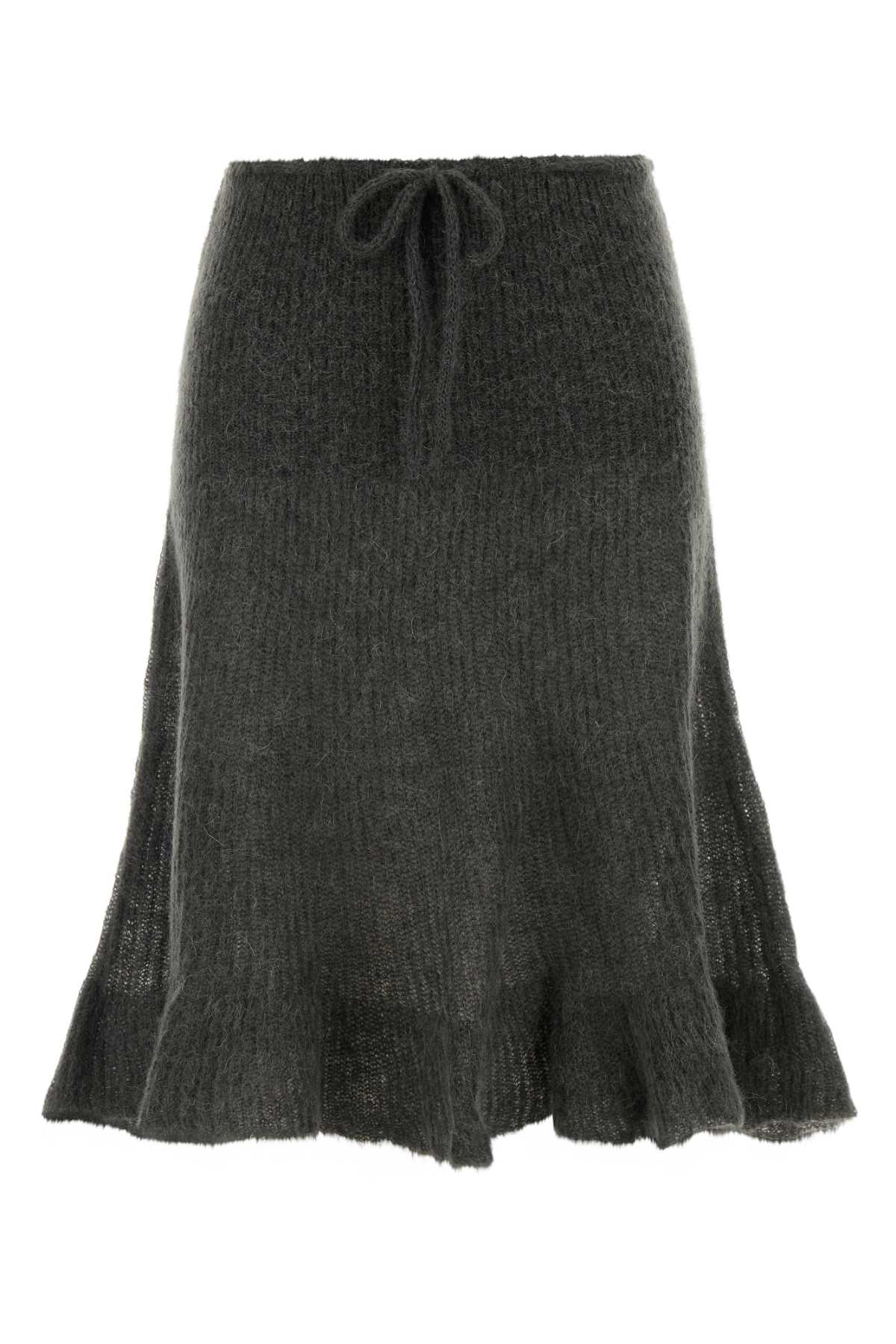 Dark Grey Knit Fuzzy Skirt