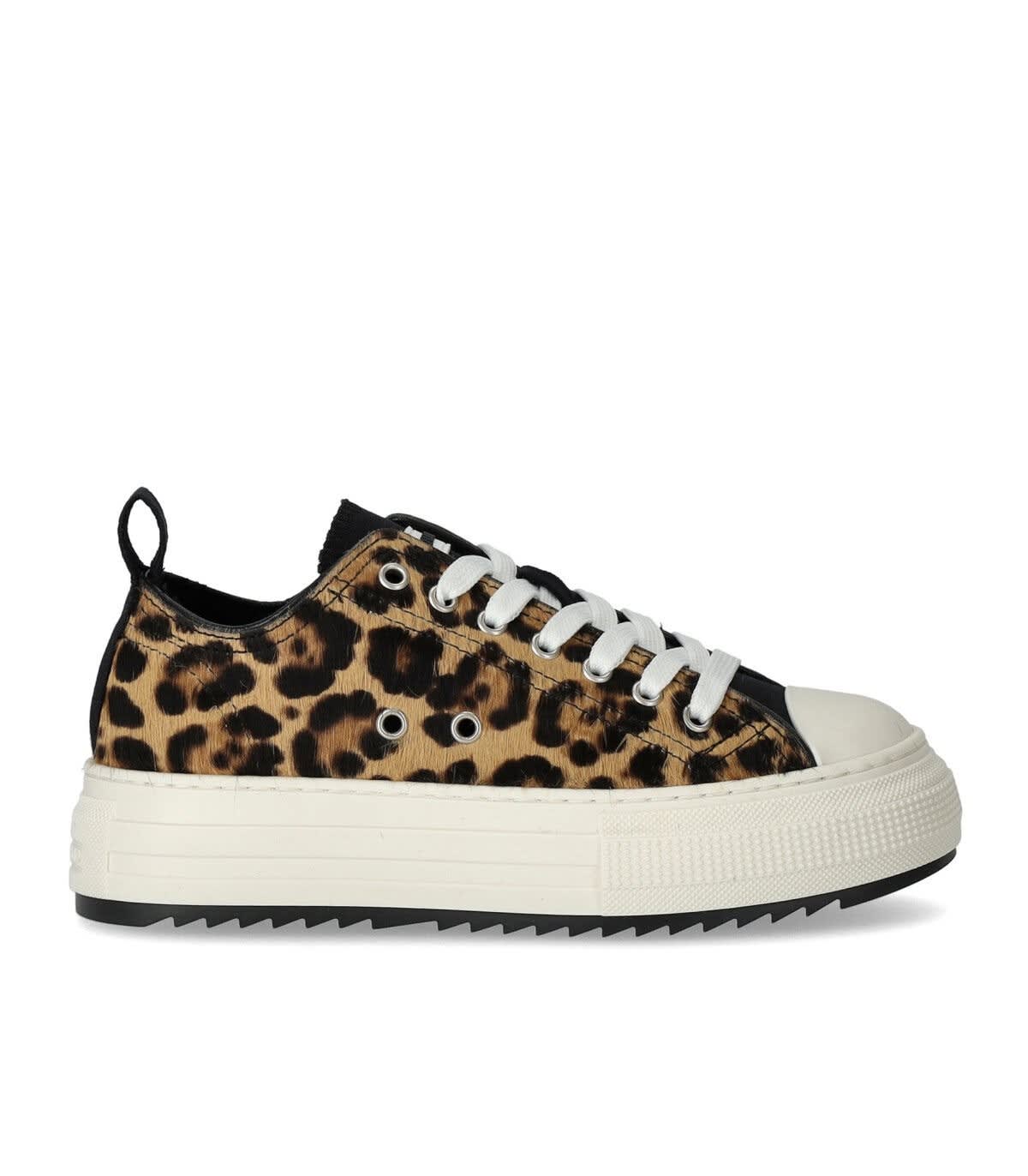 DSQUARED2 BERLIN LEOPARD PRINED LACE-UP SNEAKERS