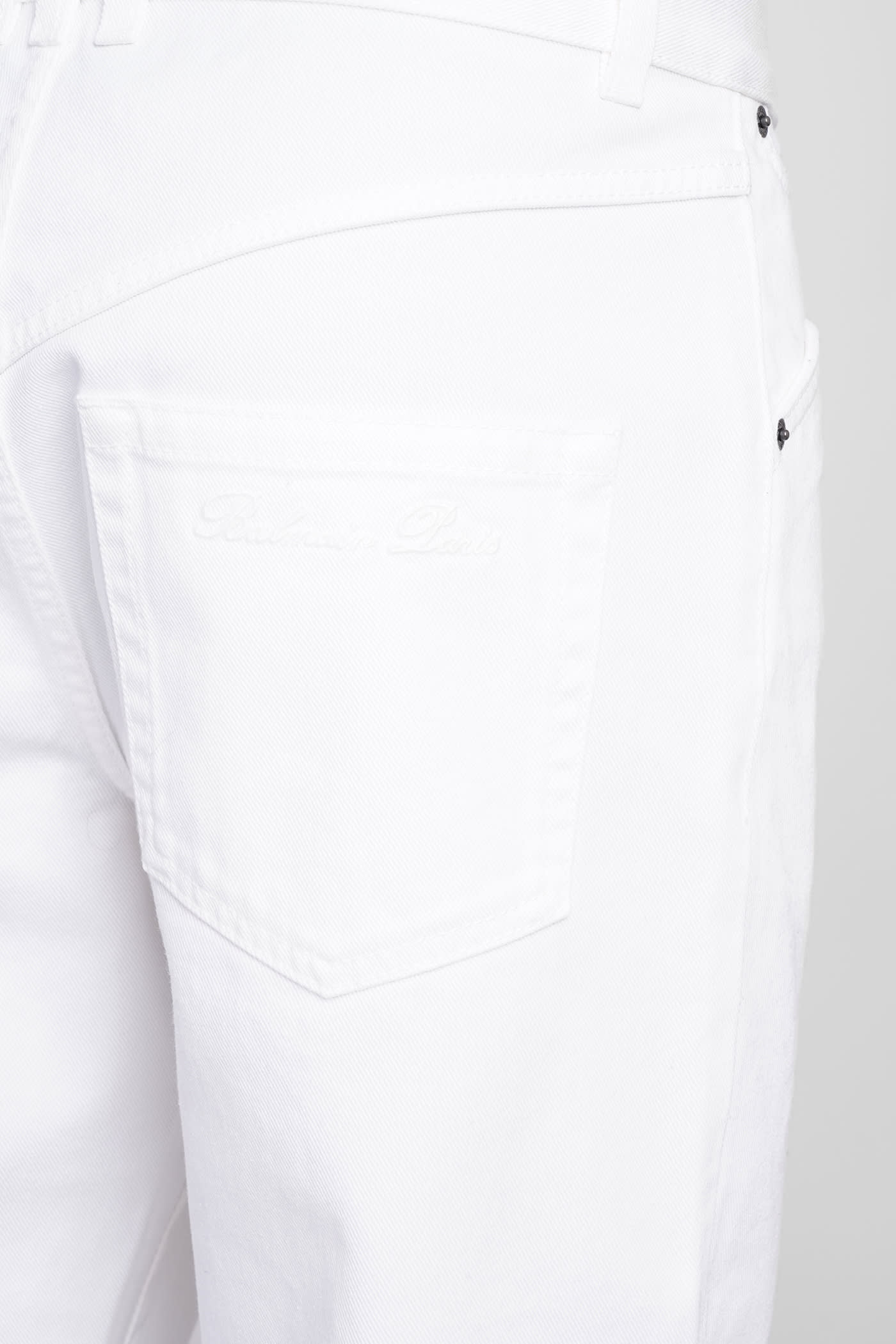 Shop Balmain Jeans In White Cotton