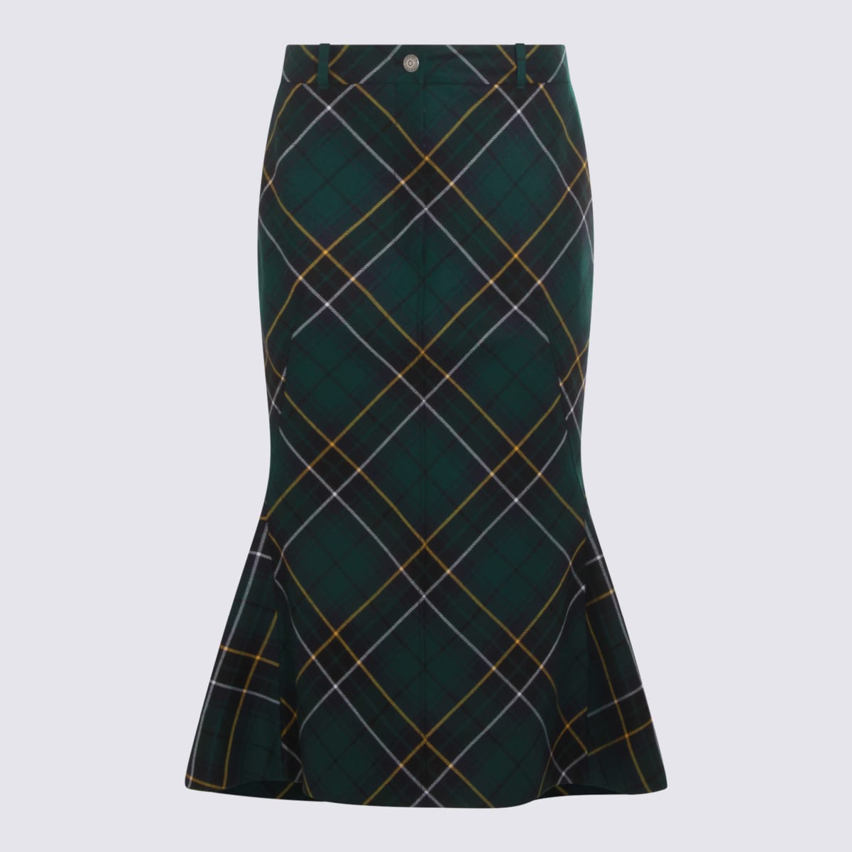 Alexander Mcqueen Wool Tartan Flared Skirt With Belt Loops In Multi