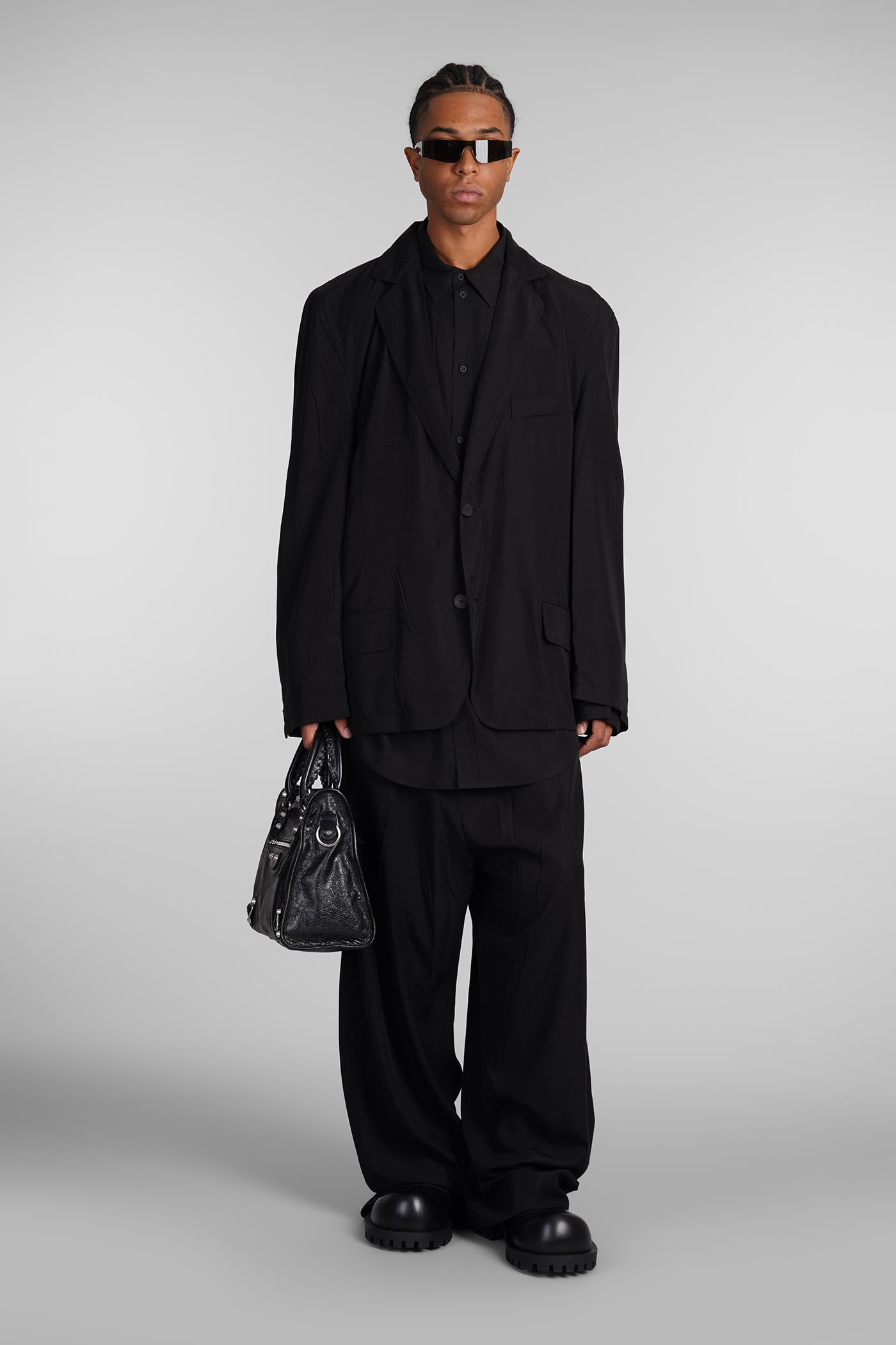 Shop Balenciaga Blazer In Black Wool And Polyester