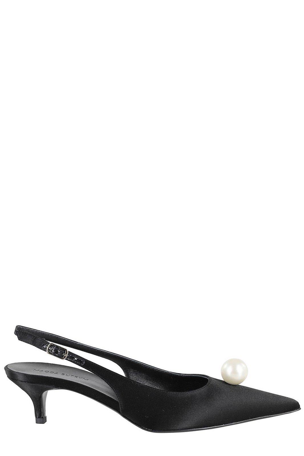 Magda Butrym Magda Burtym Embellished Slingback Satin Pumps