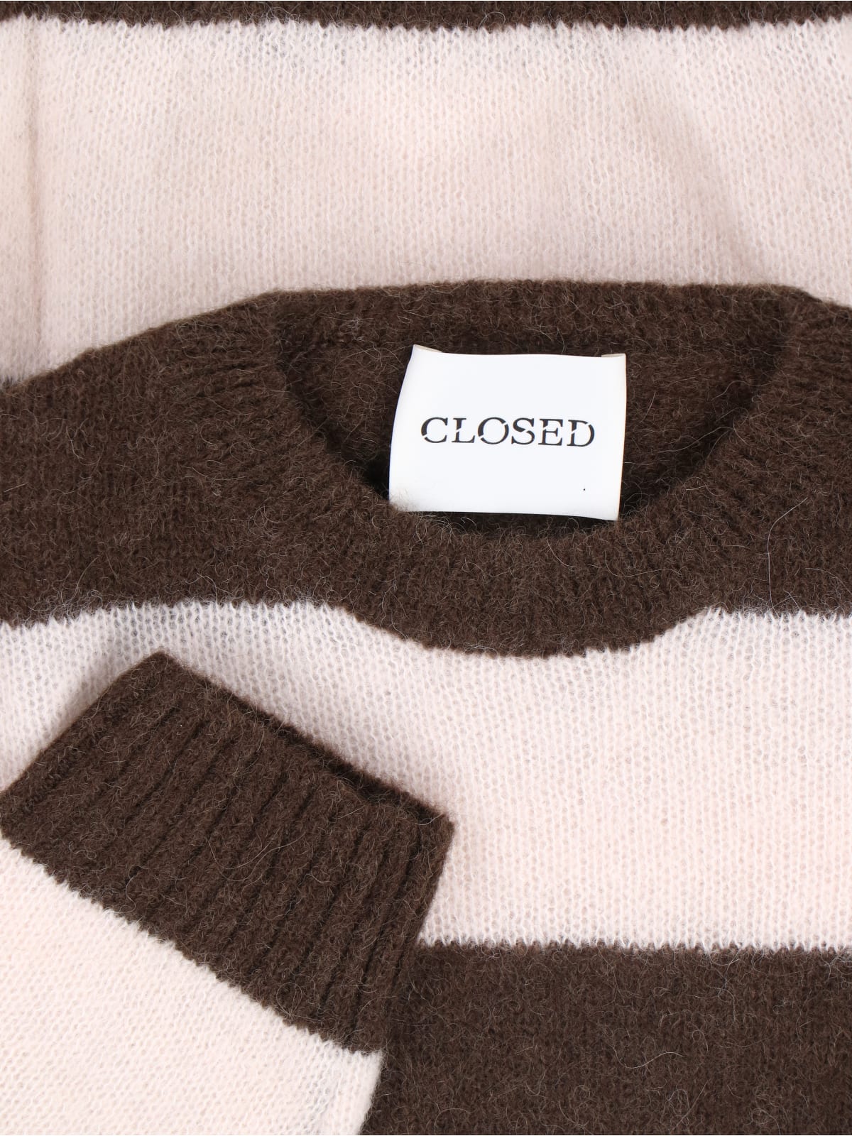 Closed Striped Crew-neck Sweater In Brown