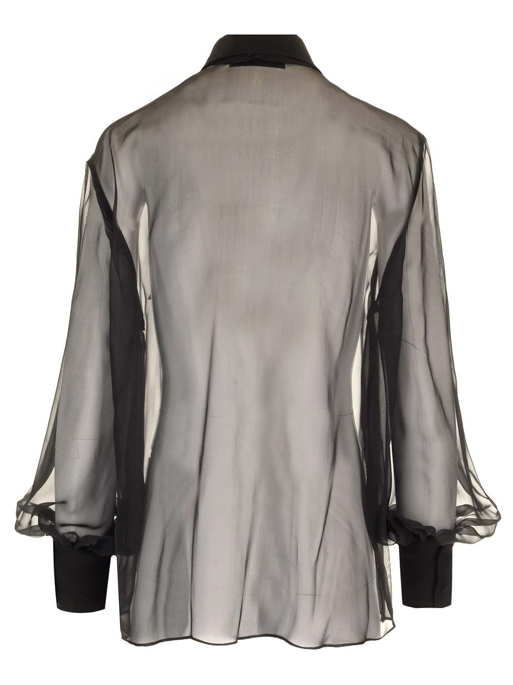 Valentino Georgette Shirt With Maxi Lavall In Black