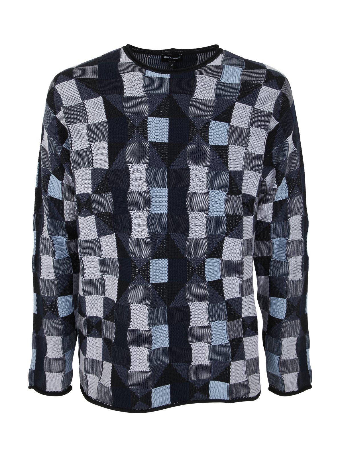 Giorgio Armani Long Sleeved Checkerboard-printed Jumper