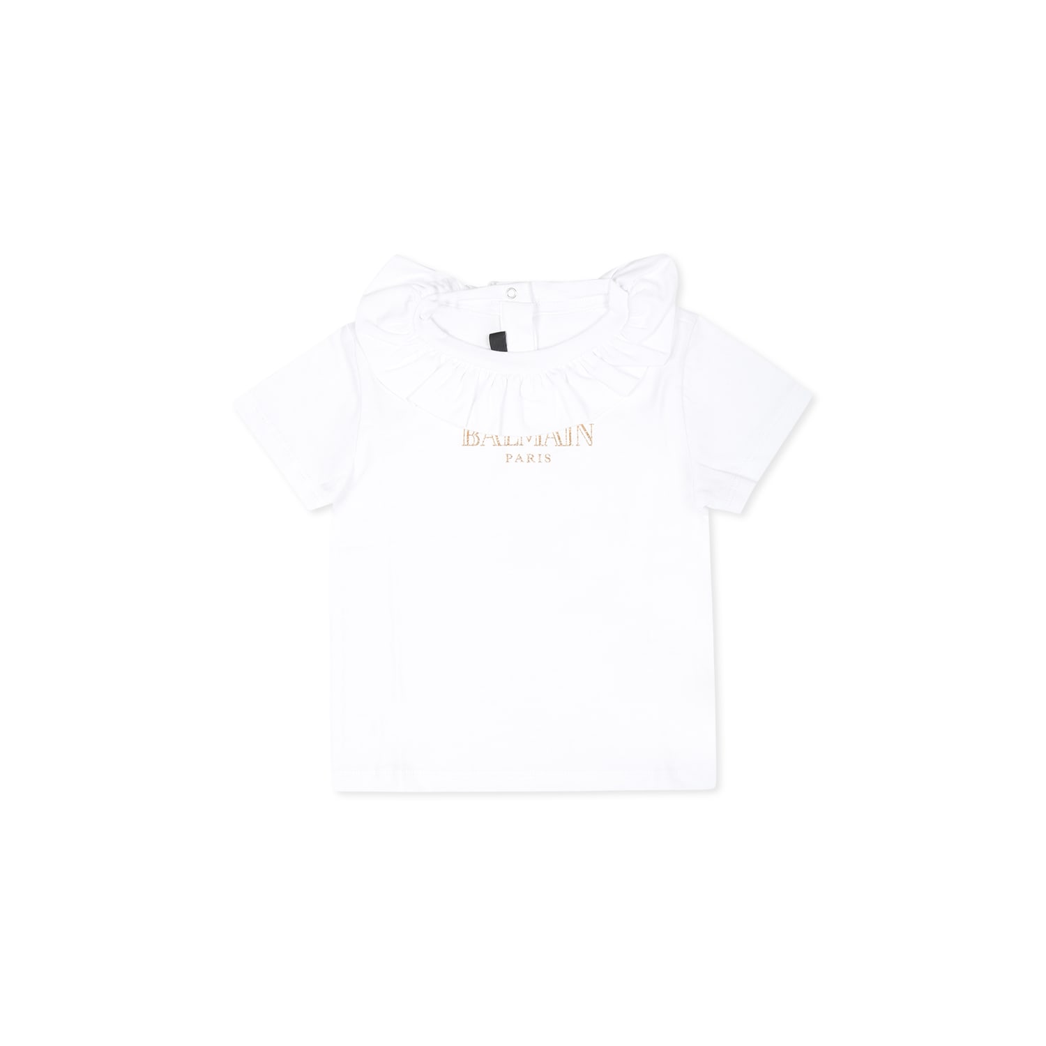 Balmain White T-shirt For Baby Girl With Logo In White
