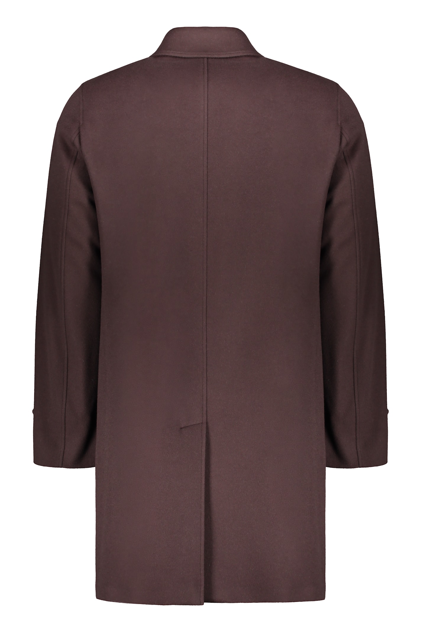 Herno Single-breasted Coat In Virgin Wool And Cashmere In Brown