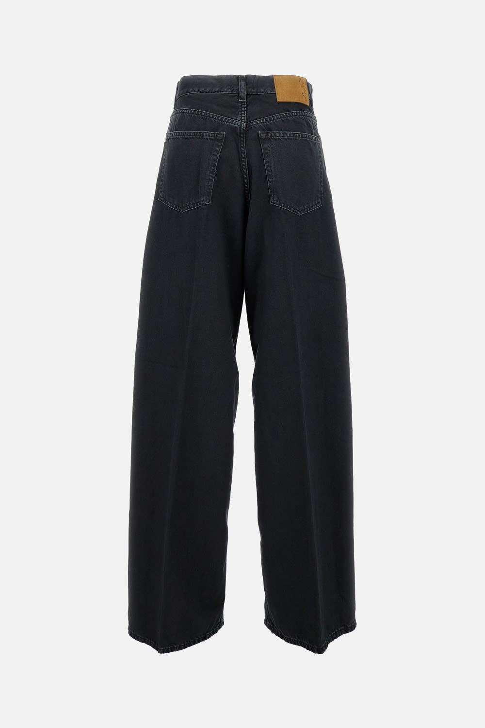 Haikure Wide-leg Jeans With High Waist And Leather Label In Blue