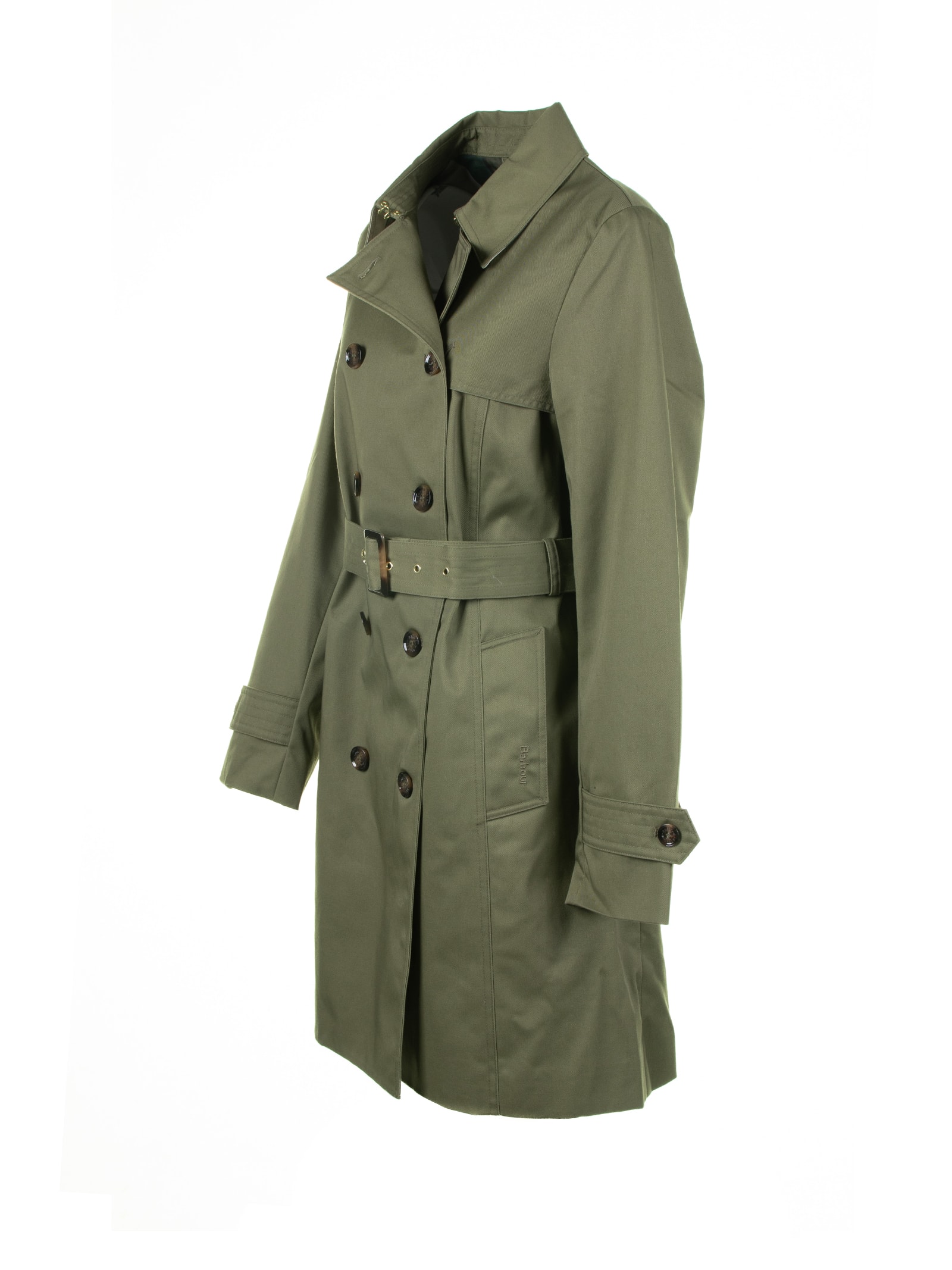 Shop Barbour Green Waterproof Twill Trench Coat In Burnt Olive/ancient Polar