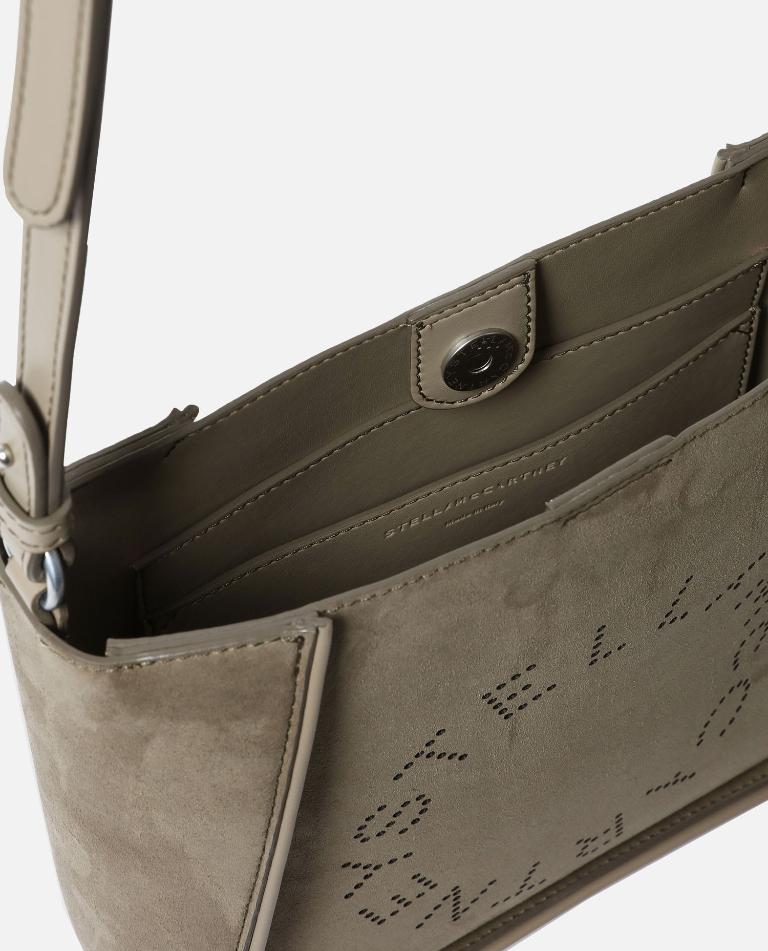 Stella Mccartney Women Alter Suede Shoulder Bag With Piping Details In Neutral