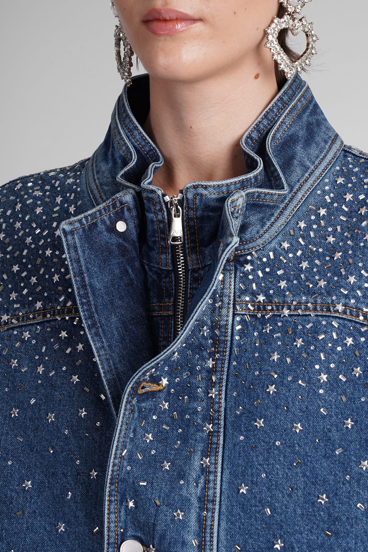 Shop Alessandra Rich Denim Jackets In Blue Cotton