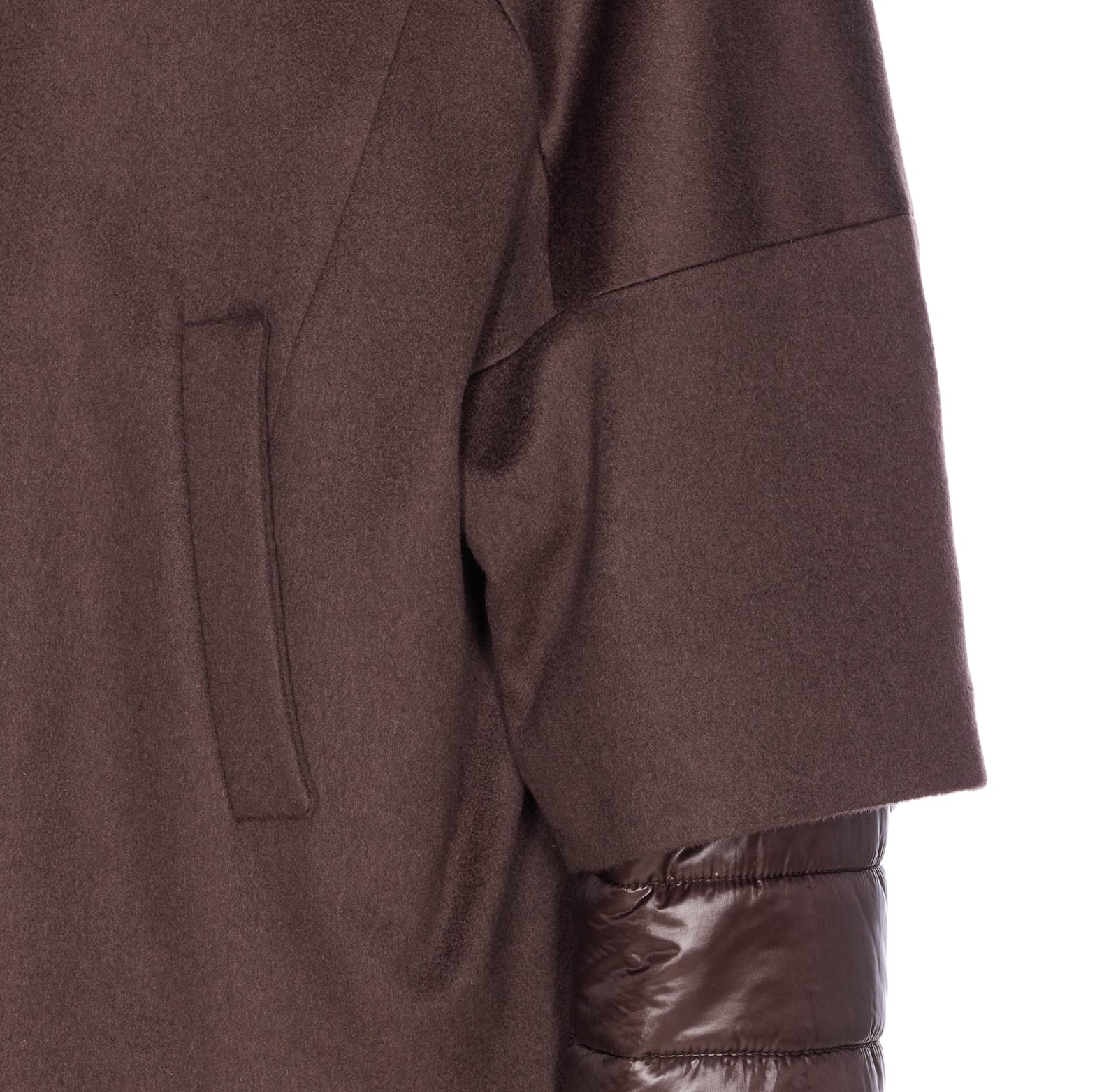 Herno Women Hood In Pure Cashmere And Ultralight Nylon In Brown