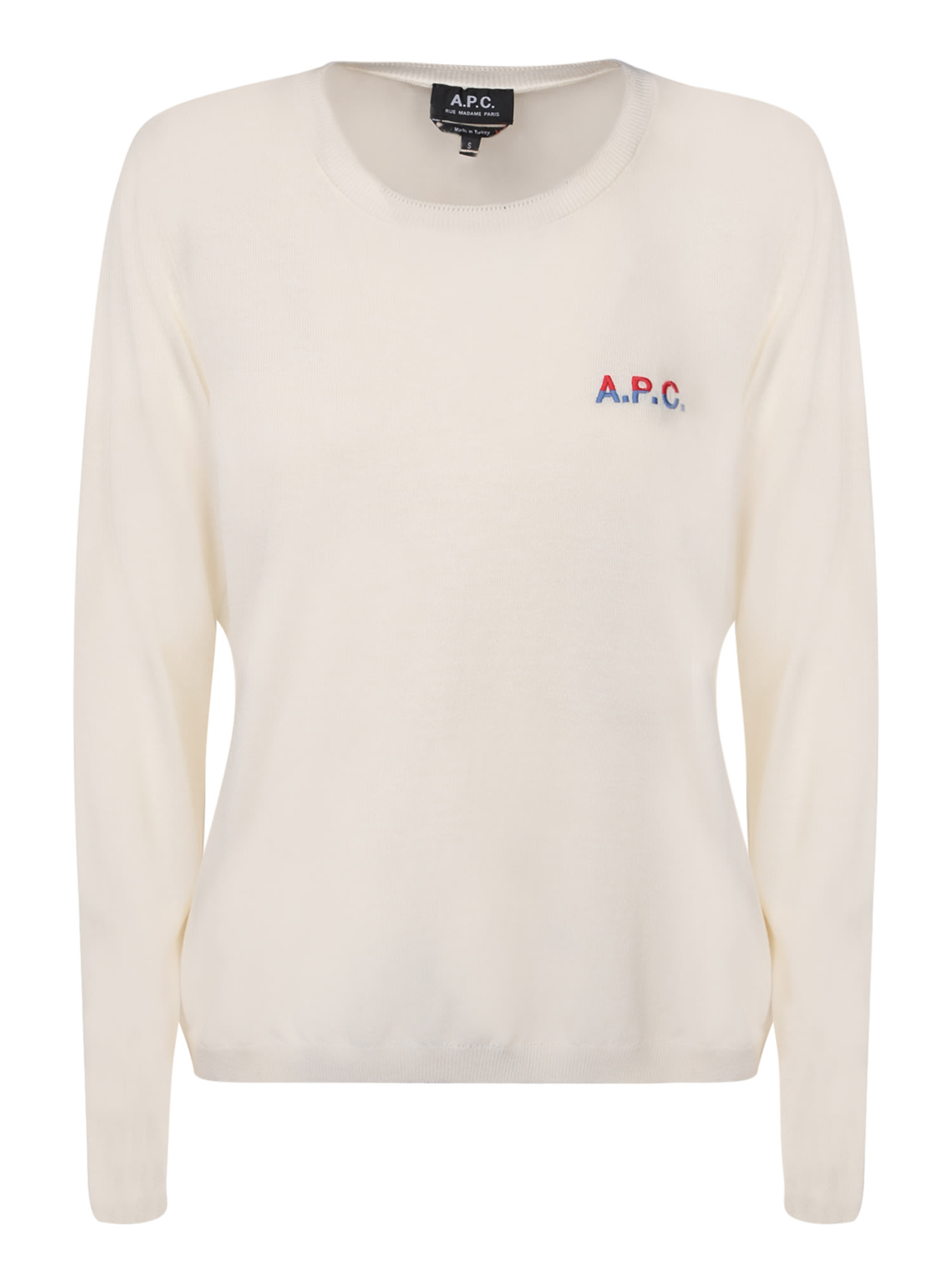 Shop Apc Albane Logo-embroiderd Jumper Ecru In White
