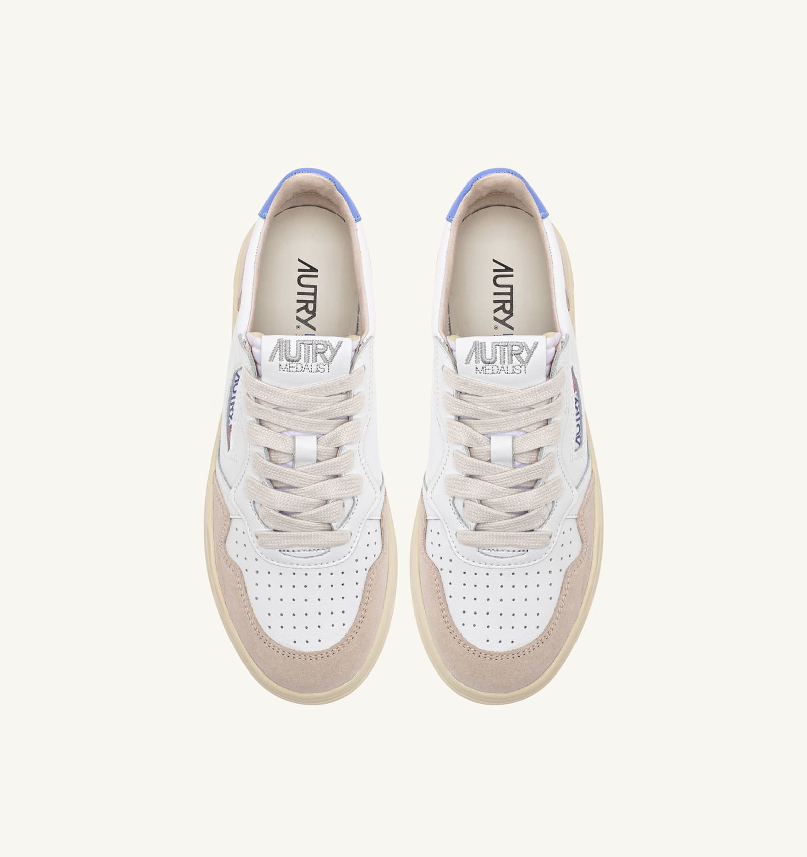 Shop Autry Medalist Low Leat Suede In White Vista