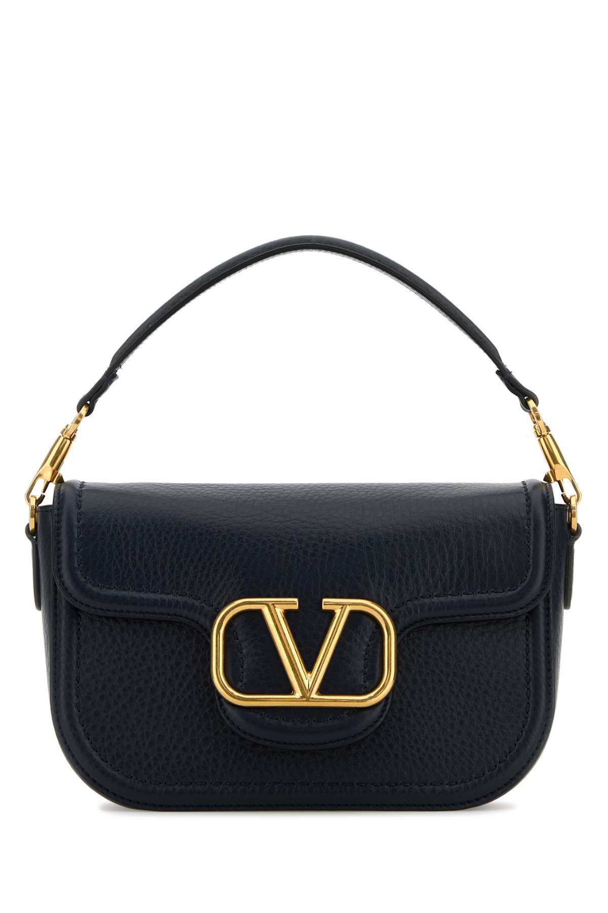 Valentino Midnight Blue Leather Alltime Shoulder Bag In Marine