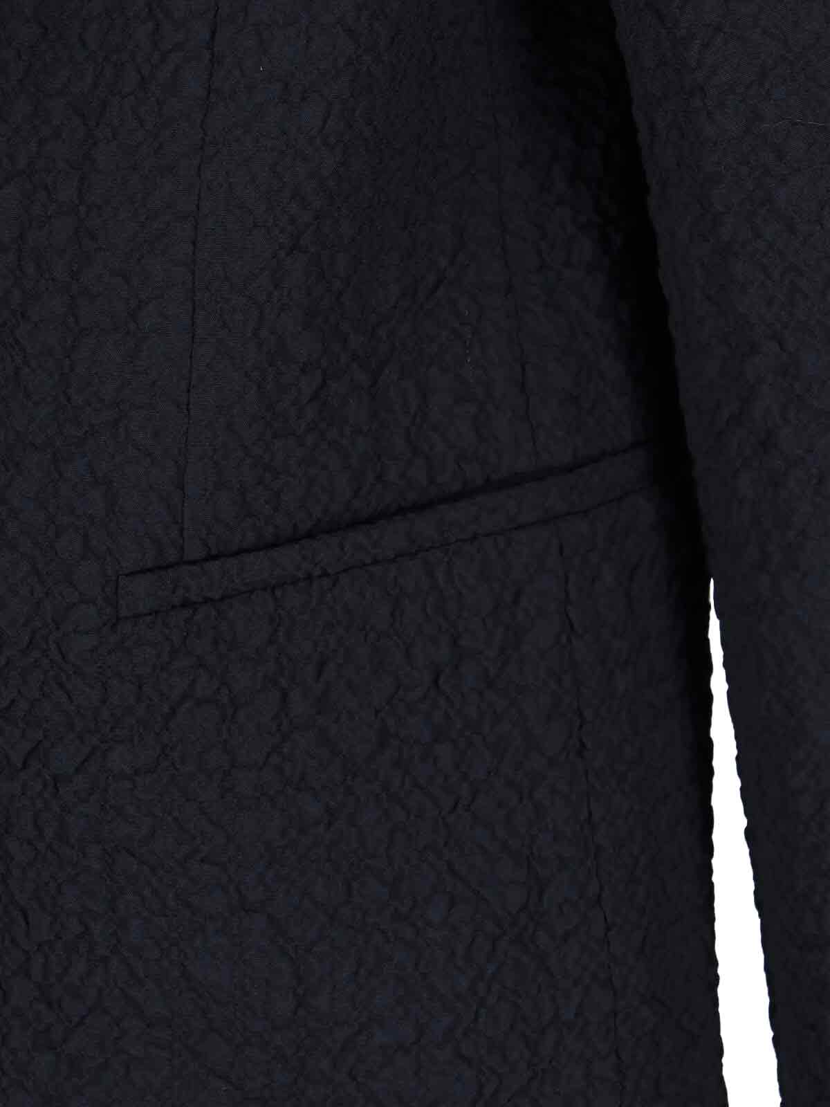 Giorgio Armani Front Pockets Notched Lapel Single Breasted Textured Fabric In Blue