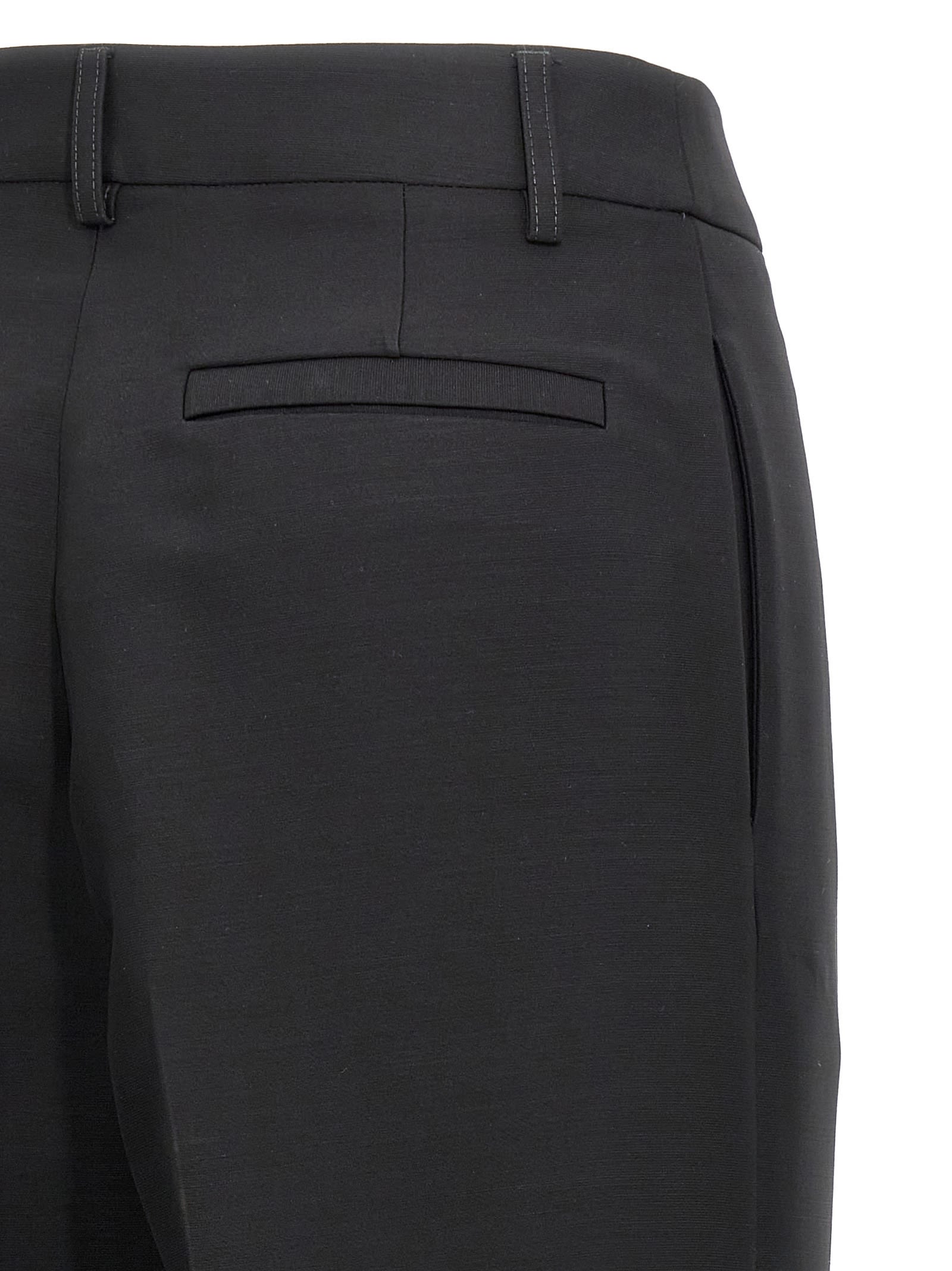 Ferragamo Black Stretched Pleated Trousers In Black