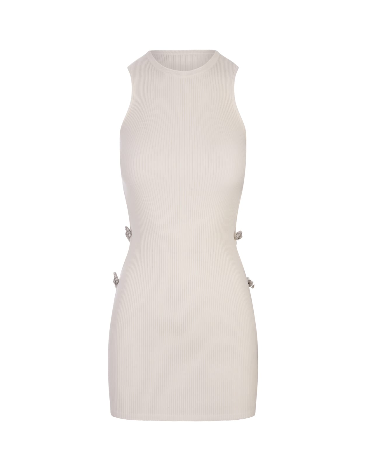 Shop Mach &amp; Mach White Stretch Mini Dress With Applications