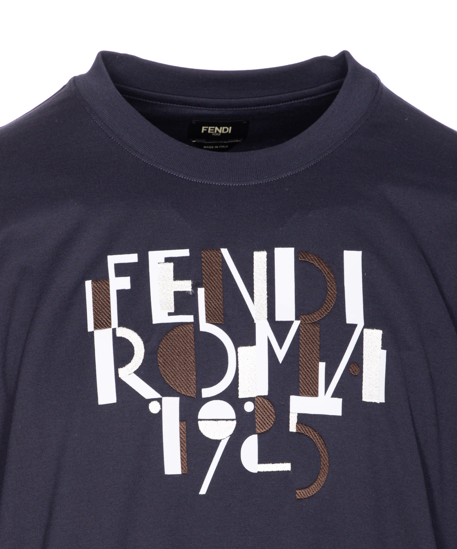 Fendi T-shirt Dark Blue Cotton T-shirt In Blue