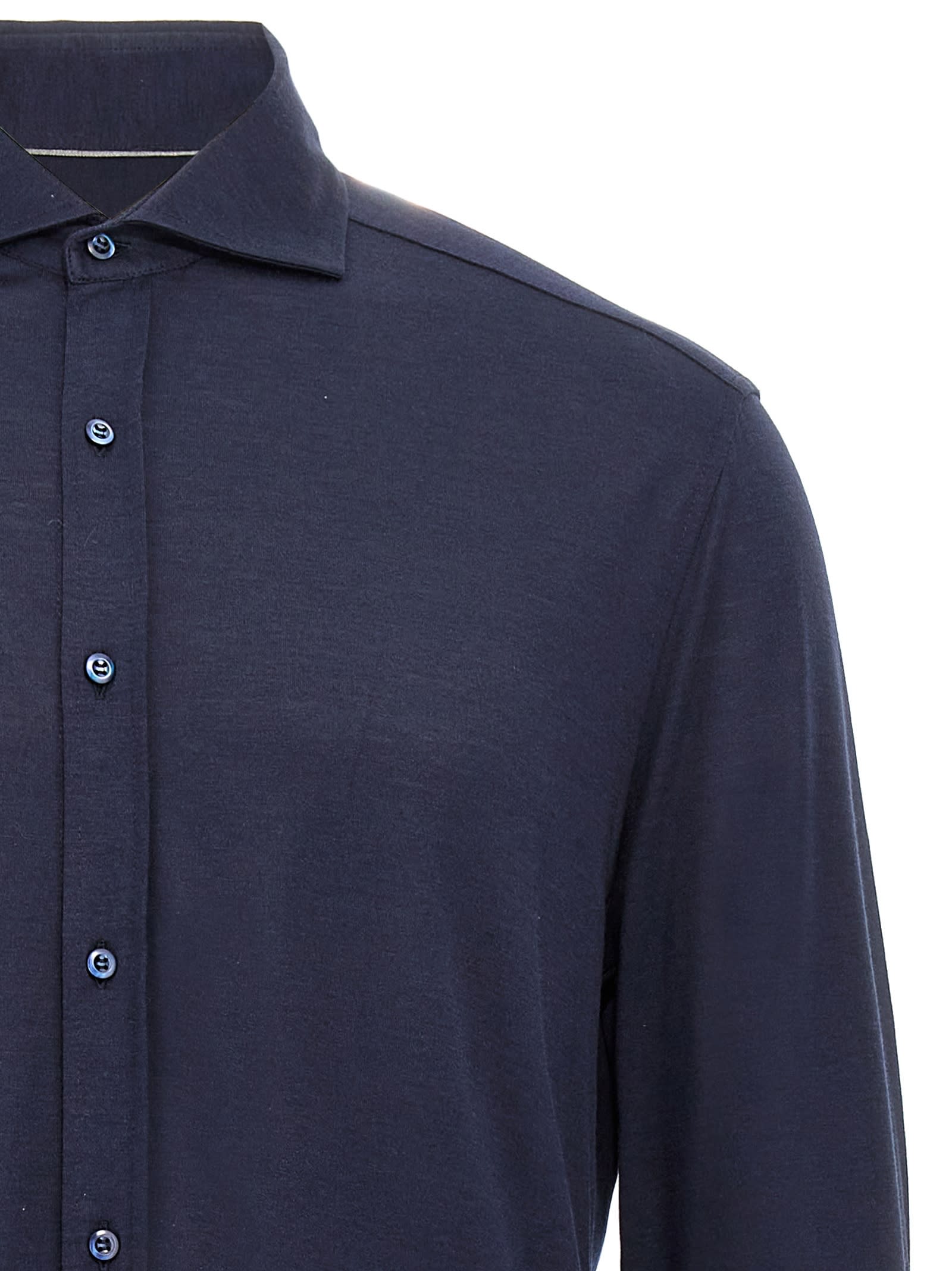 Shop Brunello Cucinelli Jersey Shirt In Blue