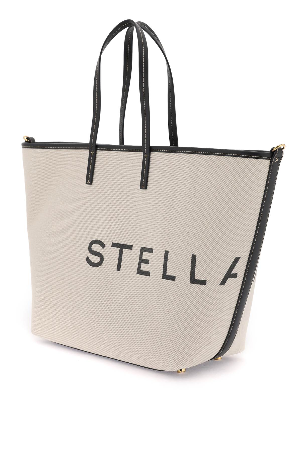 Shop Stella Mccartney Organic Cotton Canvas Tote Bag In Neutrals