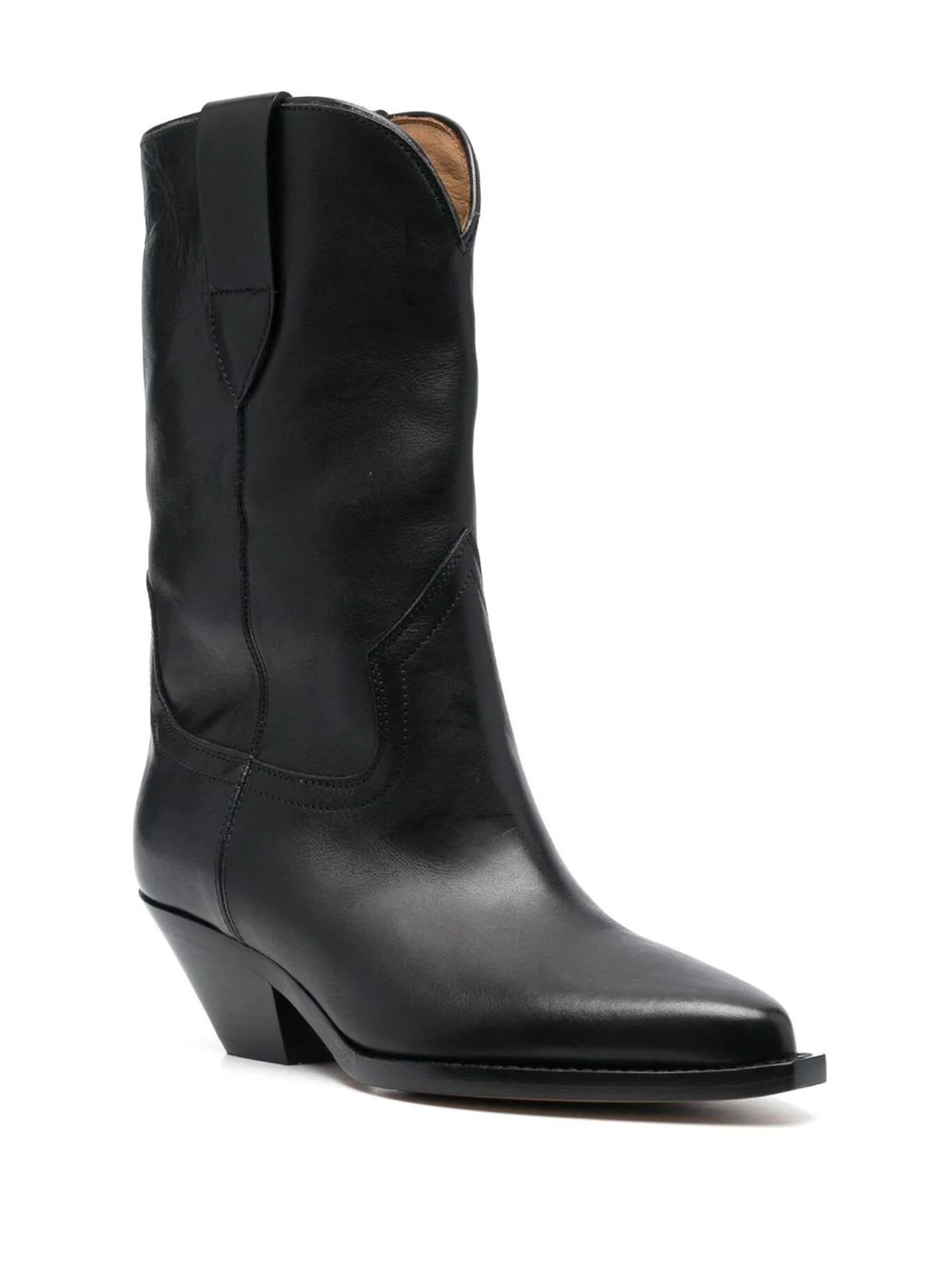 Shop Isabel Marant Black Dahope Leather Boots