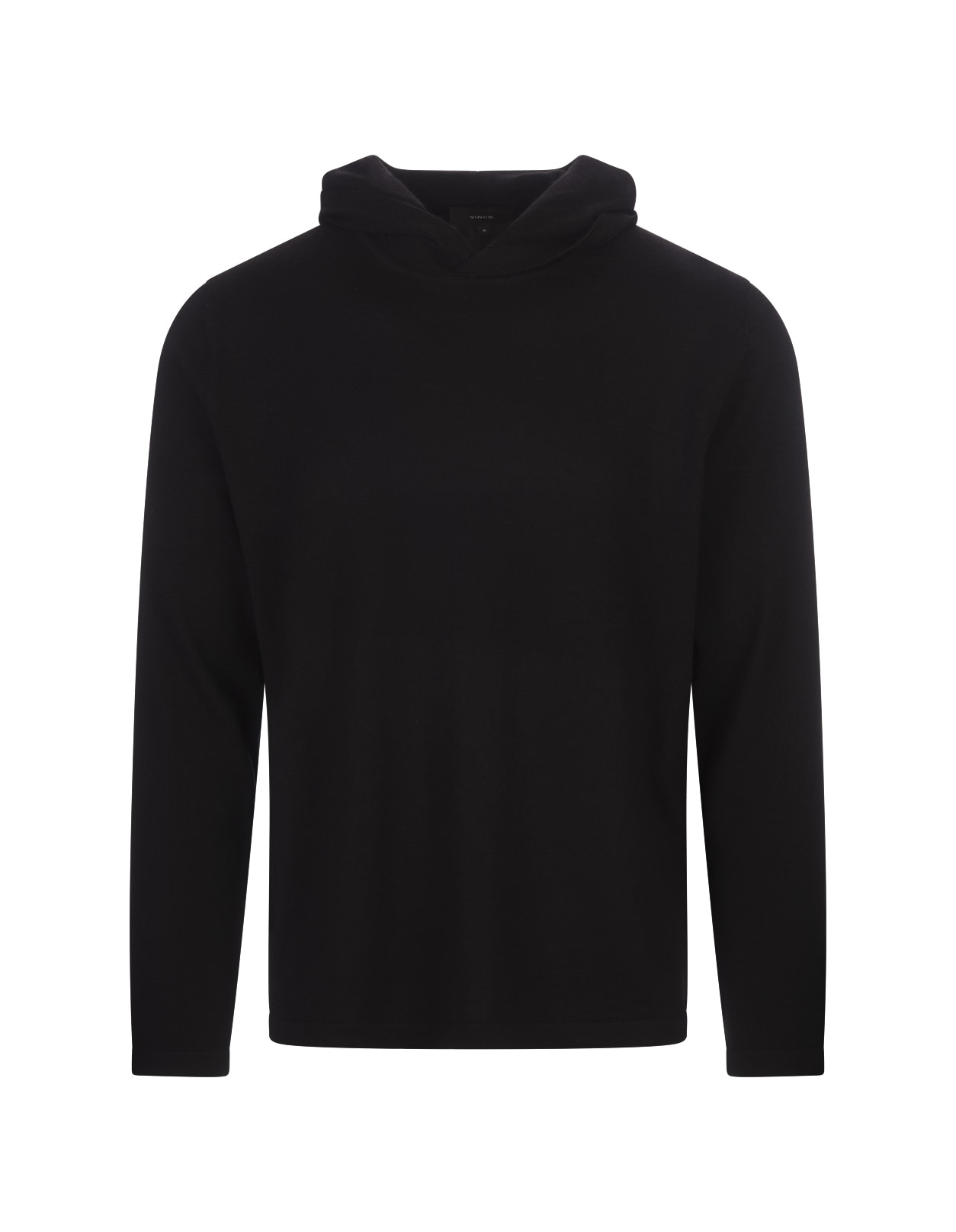 Shop Vince Black Hoodie In Wool And Cashmere