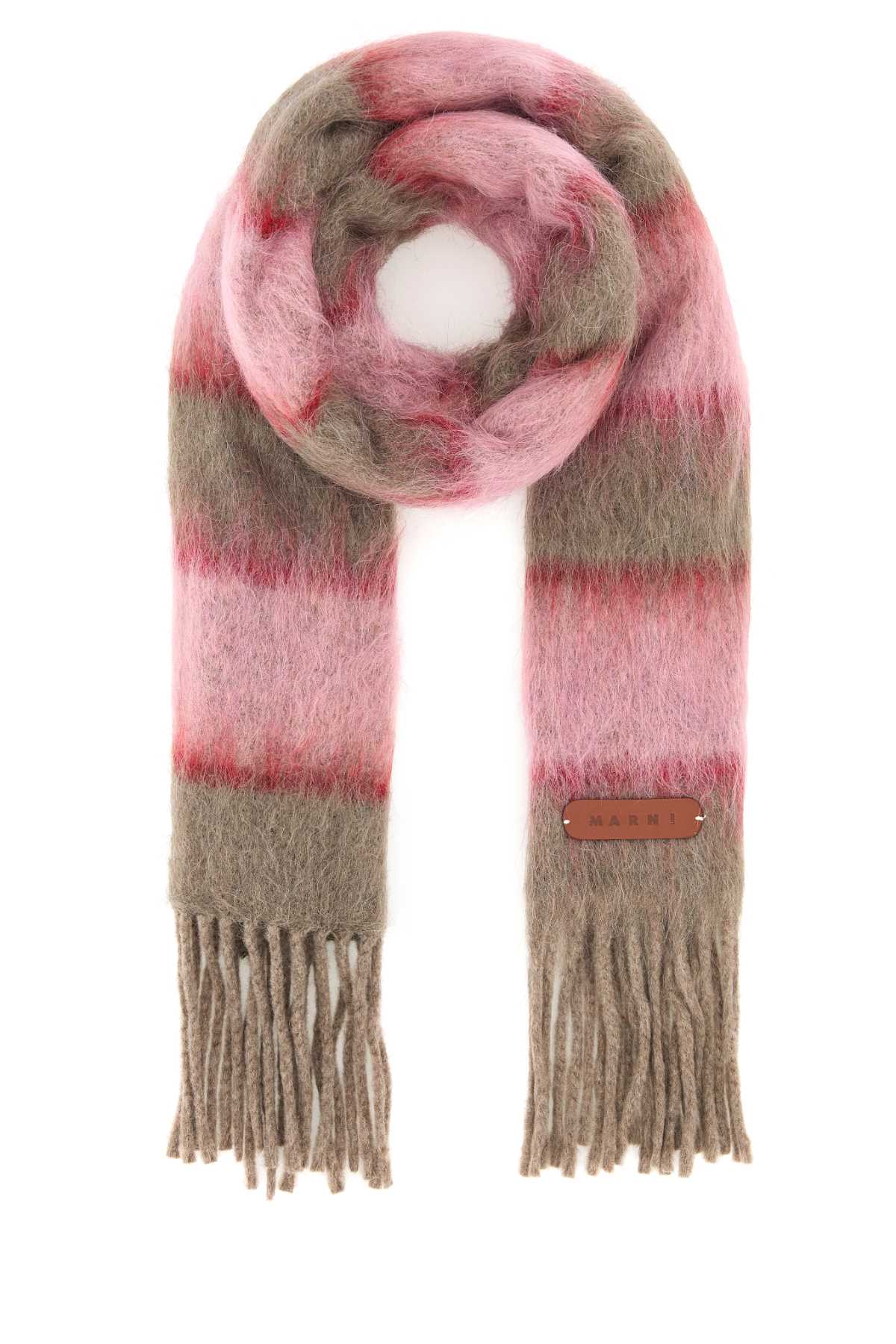 Shop Marni Multicolor Wool Blend Scarf In Quartz