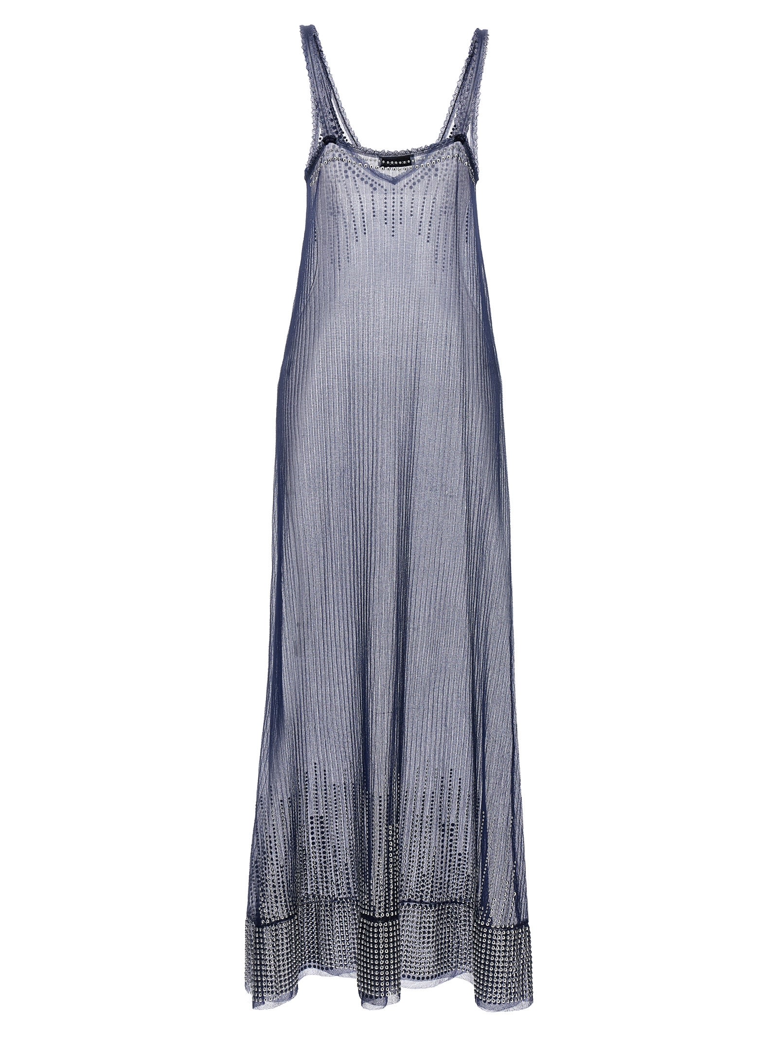 Rabanne Studded Mesh Dress Dresses In Blue