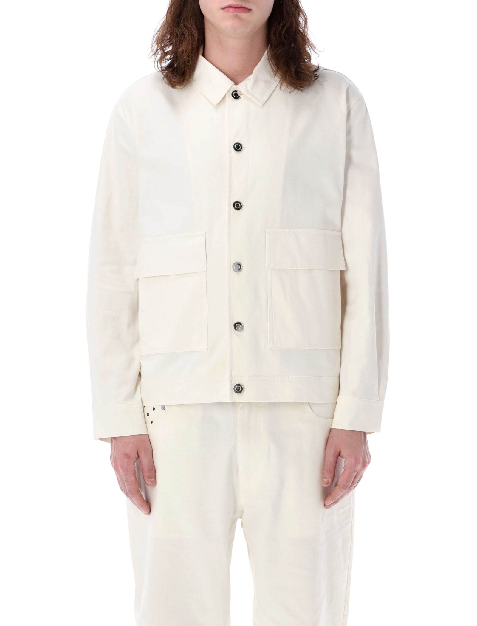 Shop Pop Trading Company Pop Full Button Jacket In Offwhite