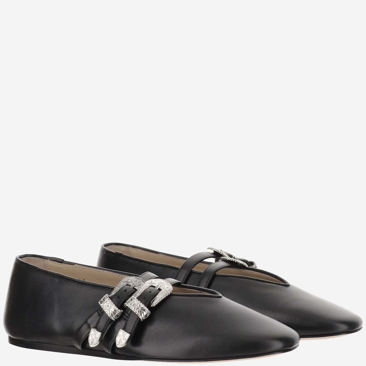 Shop Le Monde Beryl Claudia Leather Ballet Flats In Black