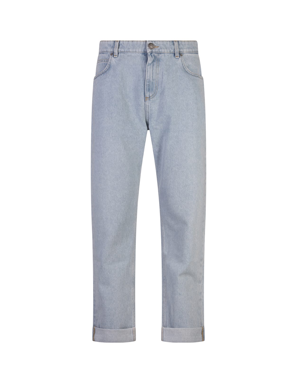 BALMAIN LIGHT BLUE DENIM REGULAR FIT JEANS 