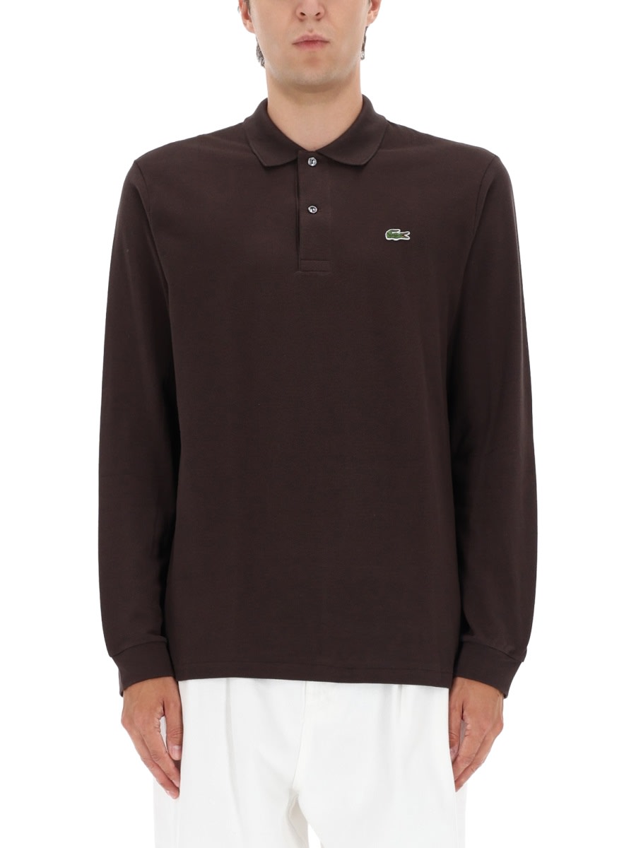 Lacoste Polo With Logo In Brown