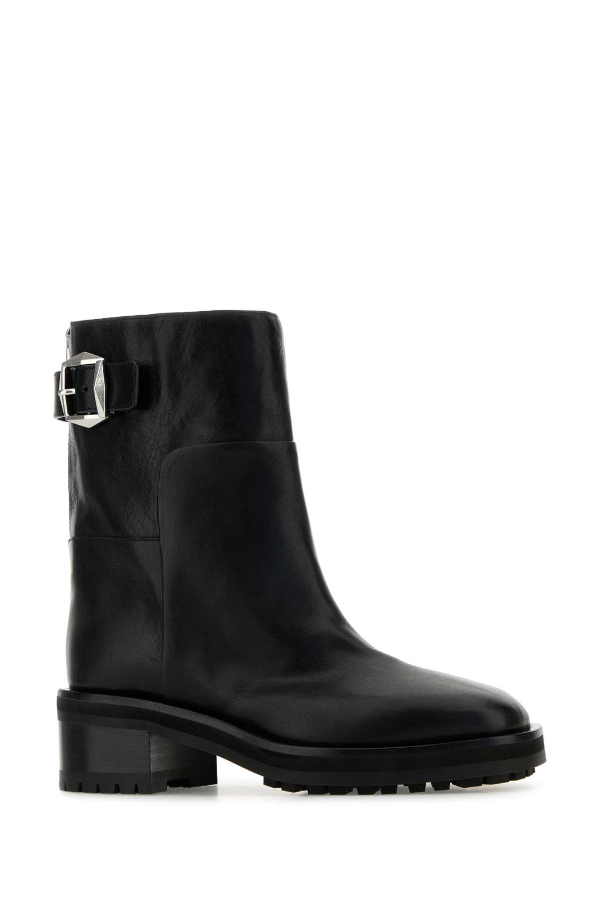 Jimmy Choo Women Brooklyn Ab 50 Leather Boots With Adjustable Strap In Black