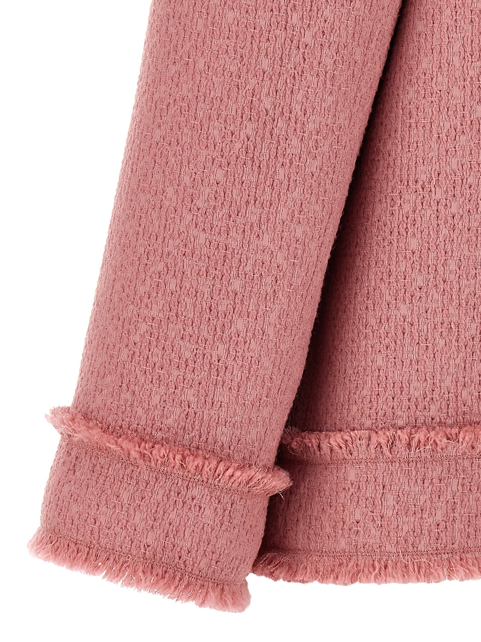 Dolce & Gabbana Rachel Tweed Single-breasted Collarless Jacket In Rosa Polvere