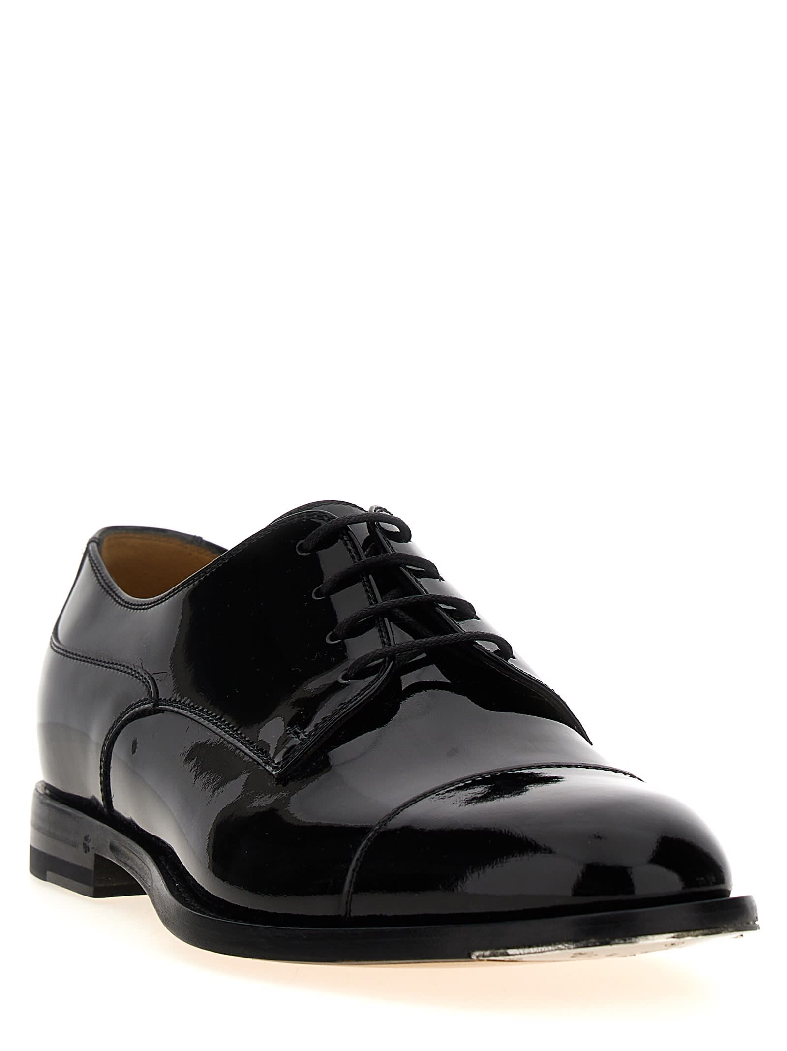 Shop Gucci Patent Leather Lace-up Shoes In Black